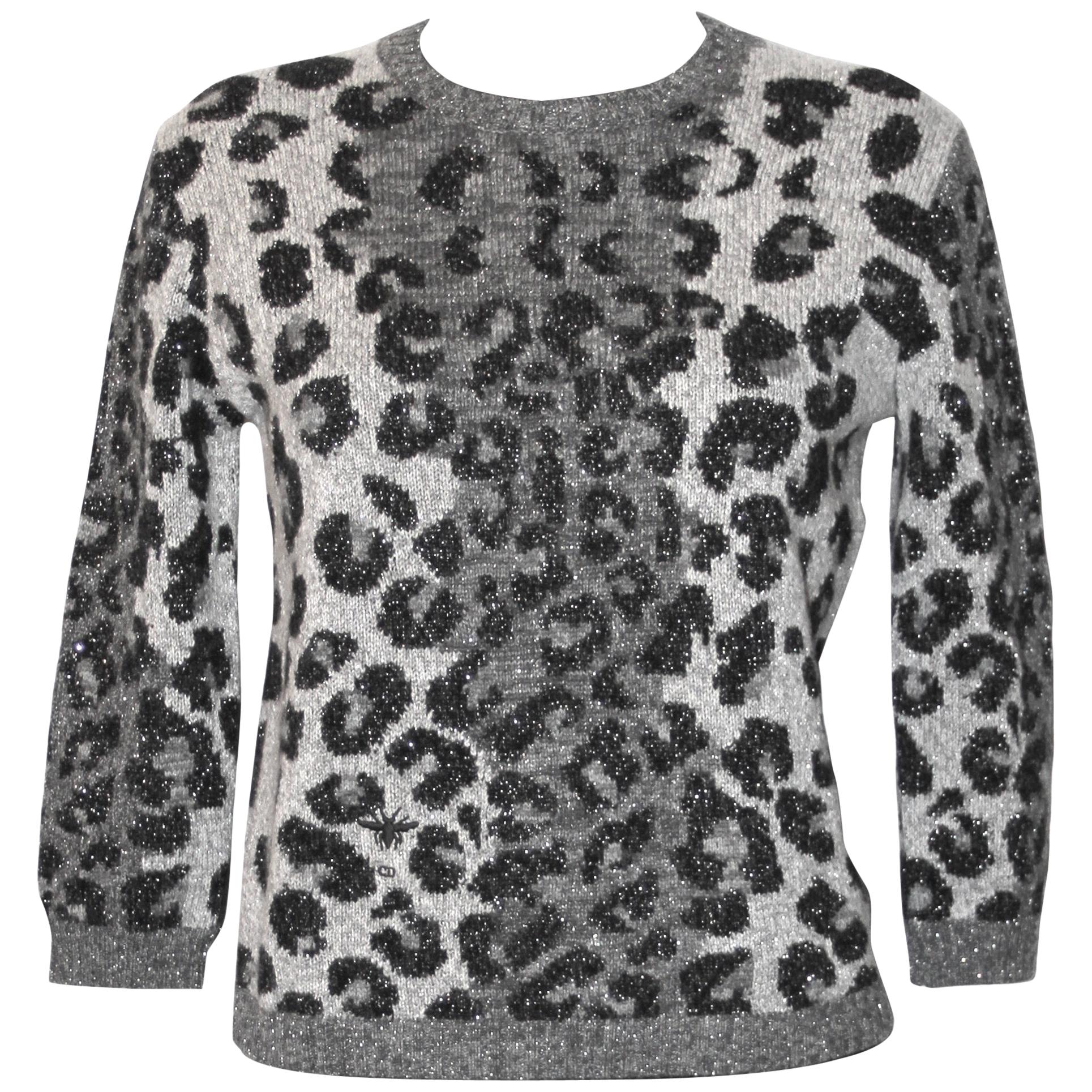 Christian Dior Grey Animal Print Sweater