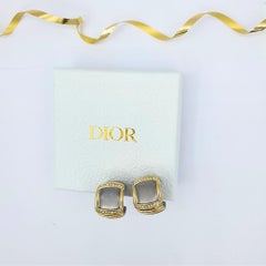 Christian Dior Grey Cabochon Clip-On Earrings 1980s