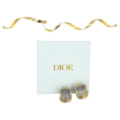 Christian Dior Grey Cabochon Clip-On Earrings 1980s
