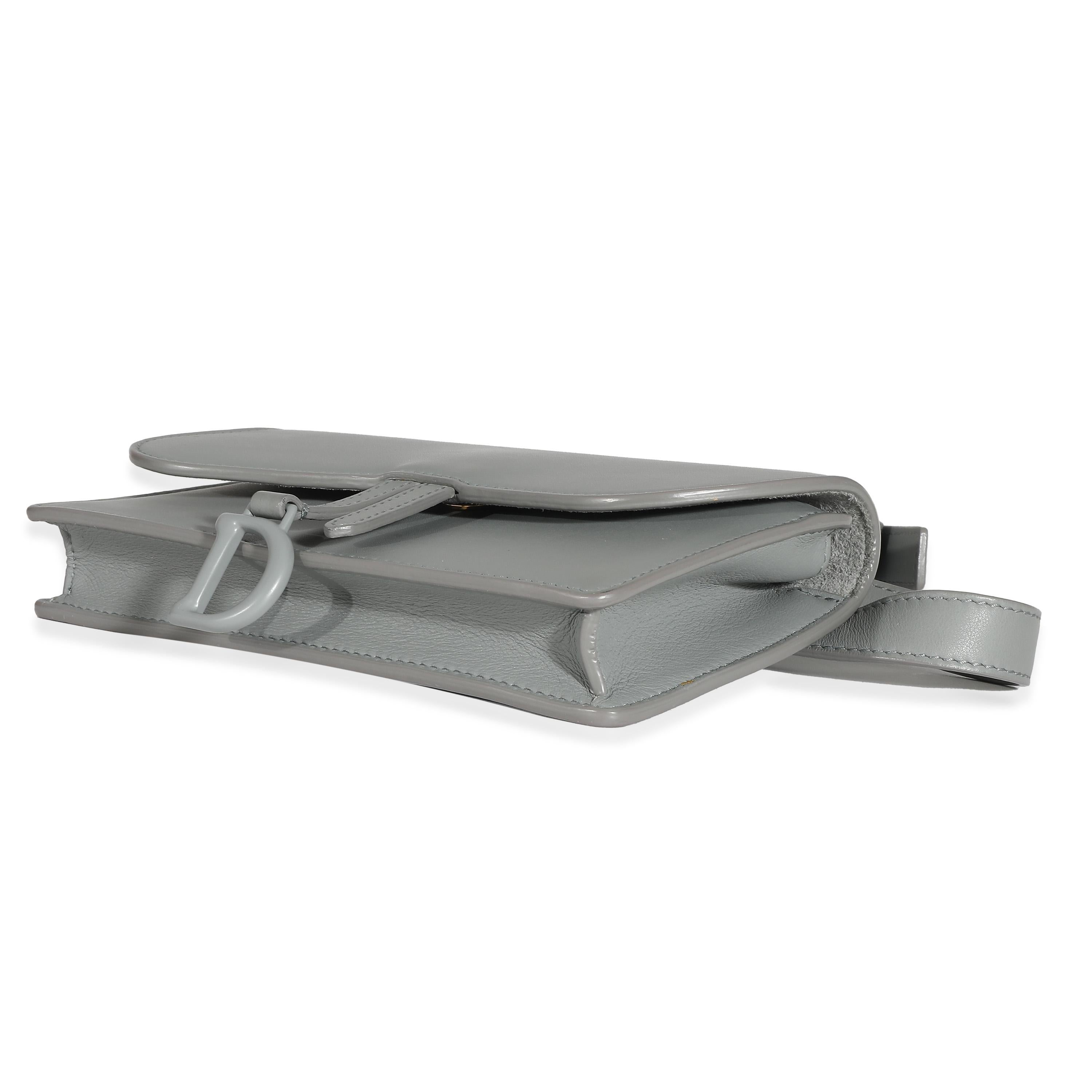 Women's or Men's Christian Dior Grey Calfskin Saddle Belt Pouch For Sale