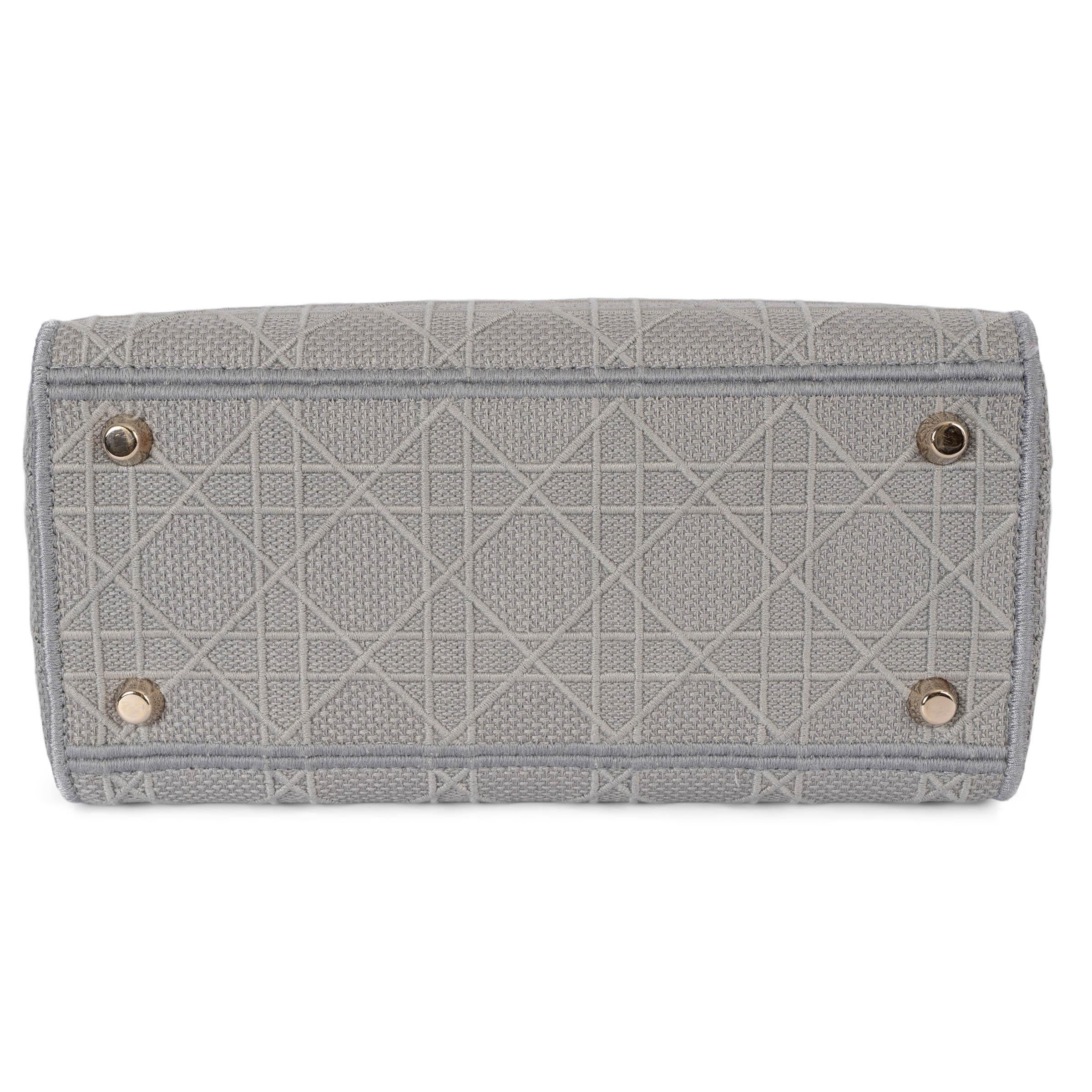 CHRISTIAN DIOR grey Cannage canvas 2020 MEDIUM LADY D-LITE Bag 1