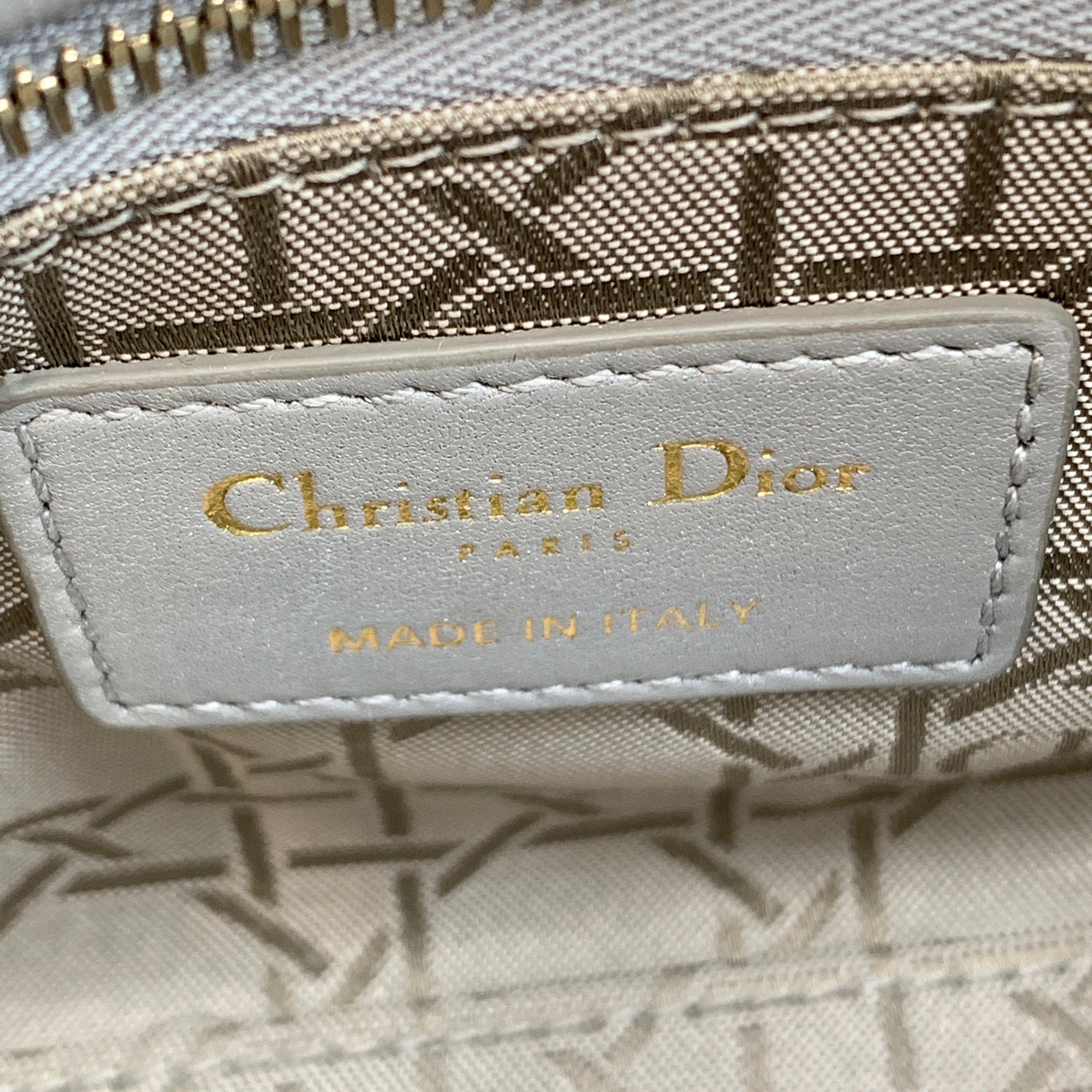 Christian Dior Grey Cannage Leather Quilted Mini Lady Dior Bag 2