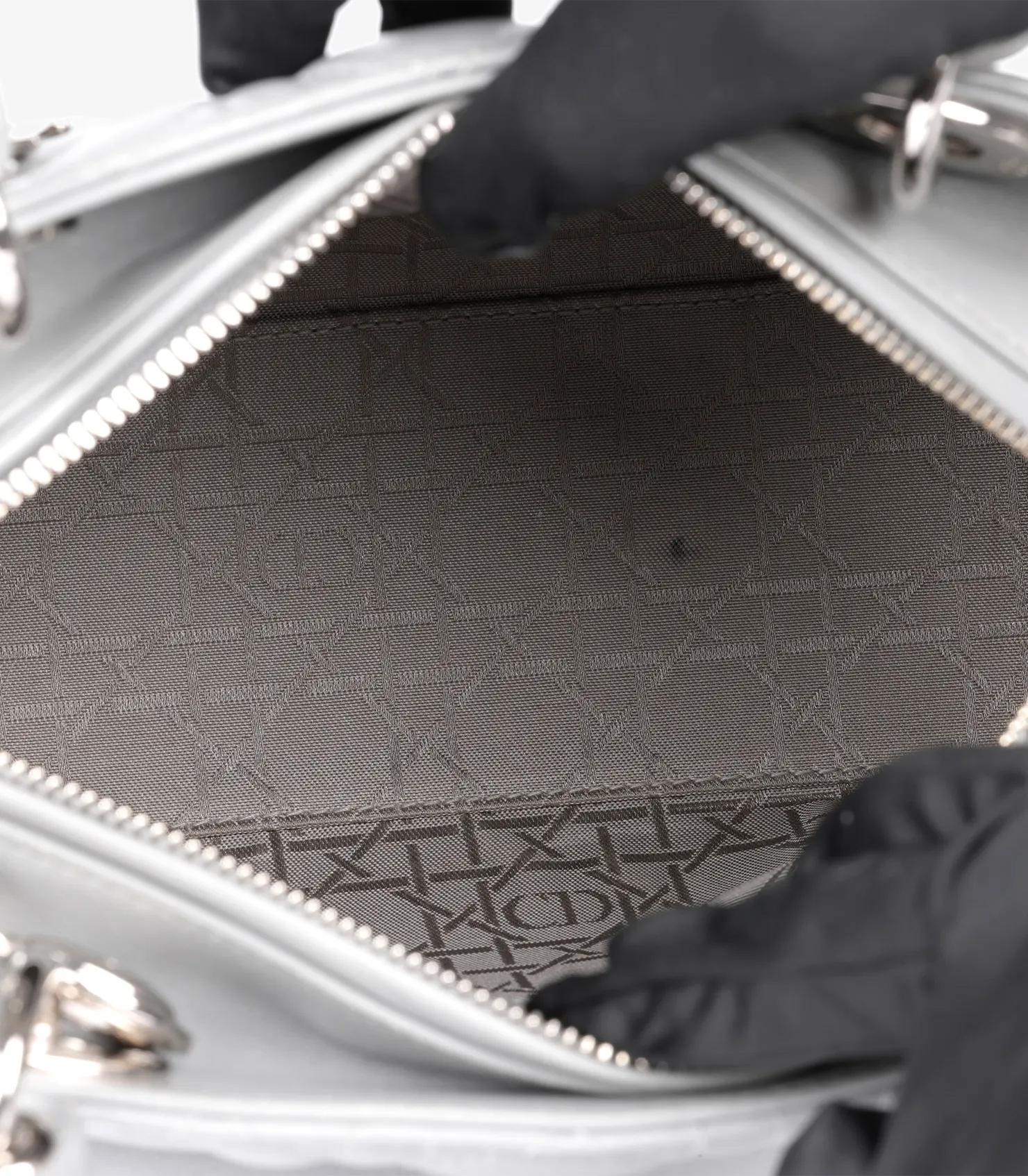 Christian Dior Grey Cannage Quilted Lambskin Medium Lady Dior en vente 6