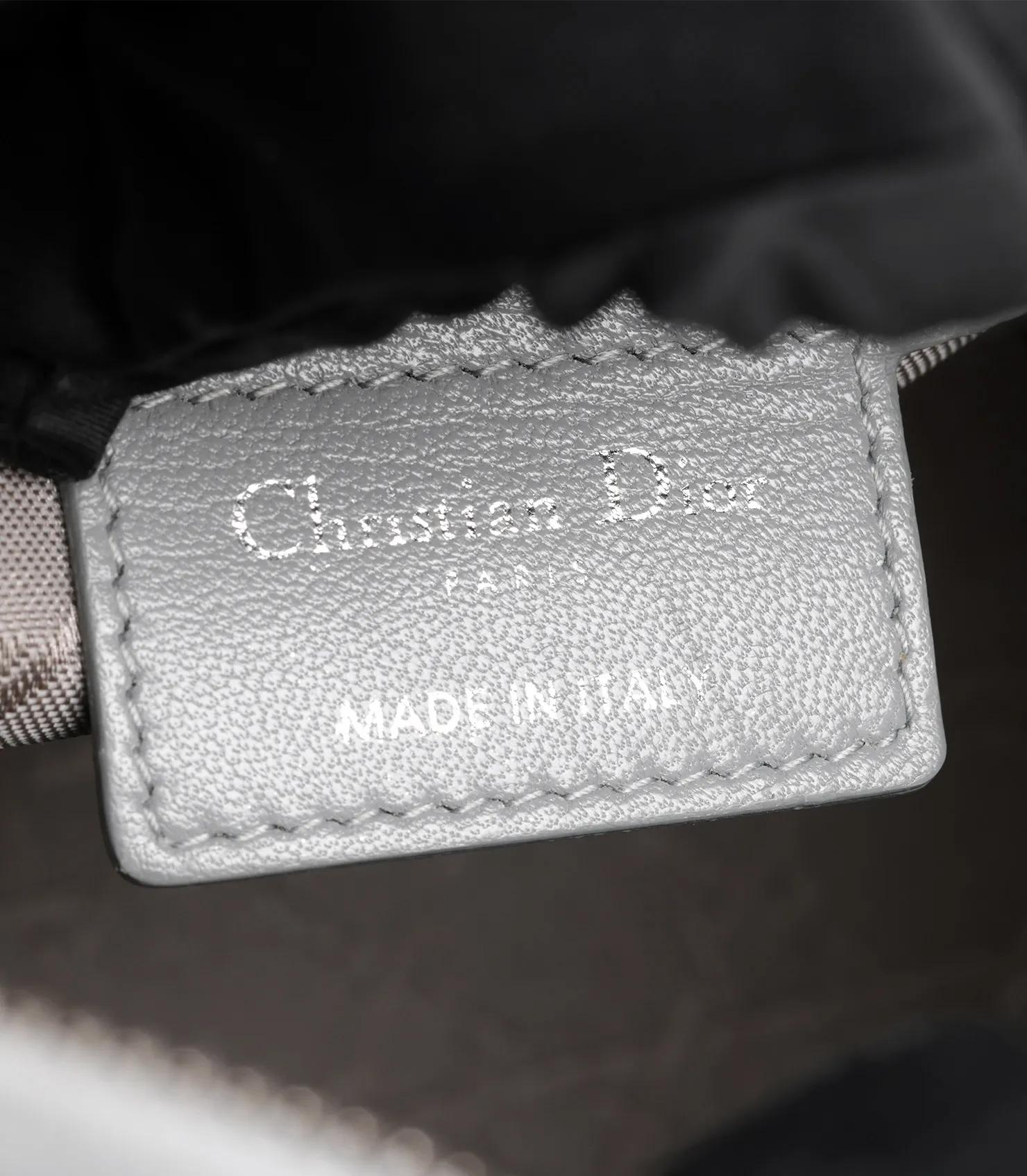 Christian Dior Grey Cannage Quilted Lambskin Medium Lady Dior en vente 4