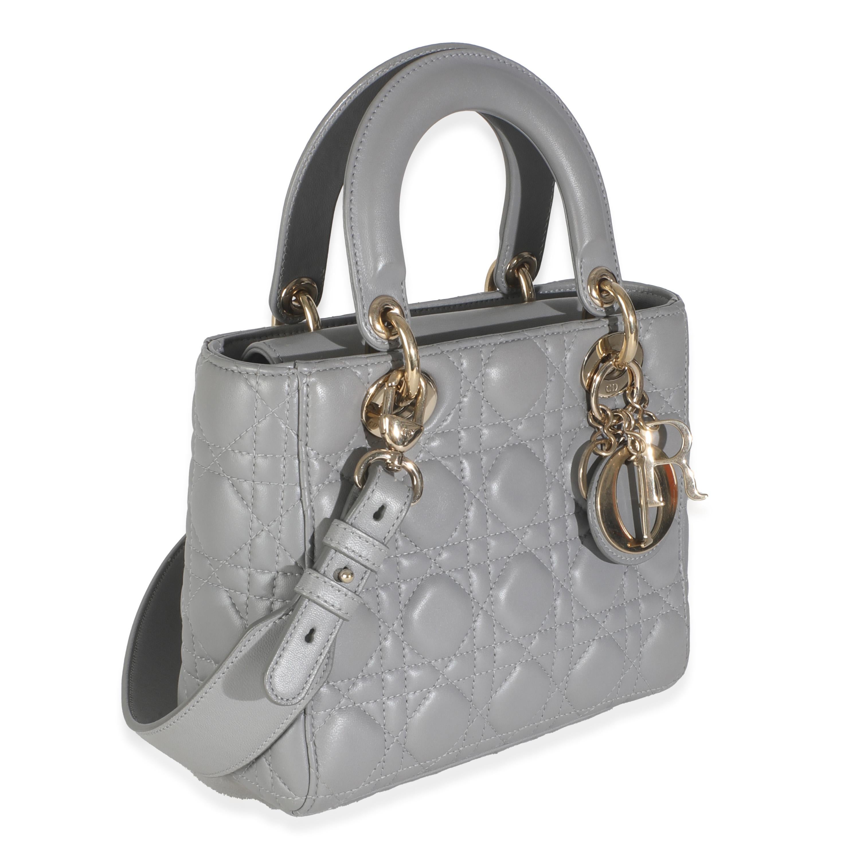 Christian Dior Grau Cannage Gestepptes Lammfell Klein My ABC Lady Dior im Zustand „Hervorragend“ im Angebot in New York, NY