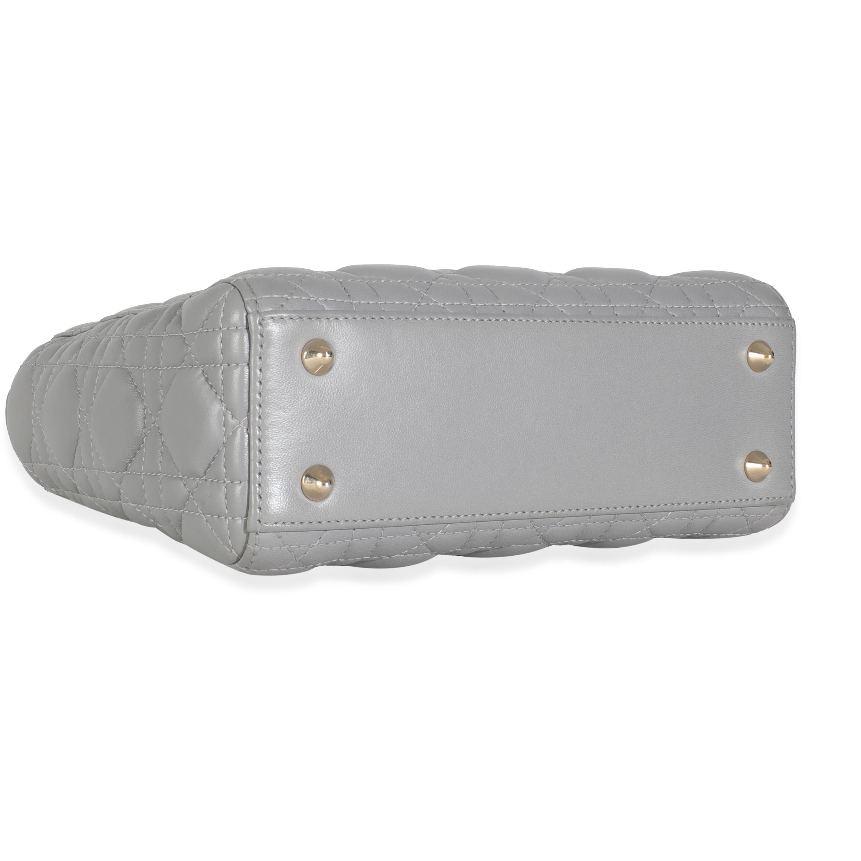 Christian Dior Grau Cannage Gestepptes Lammfell Klein My ABC Lady Dior im Angebot 3