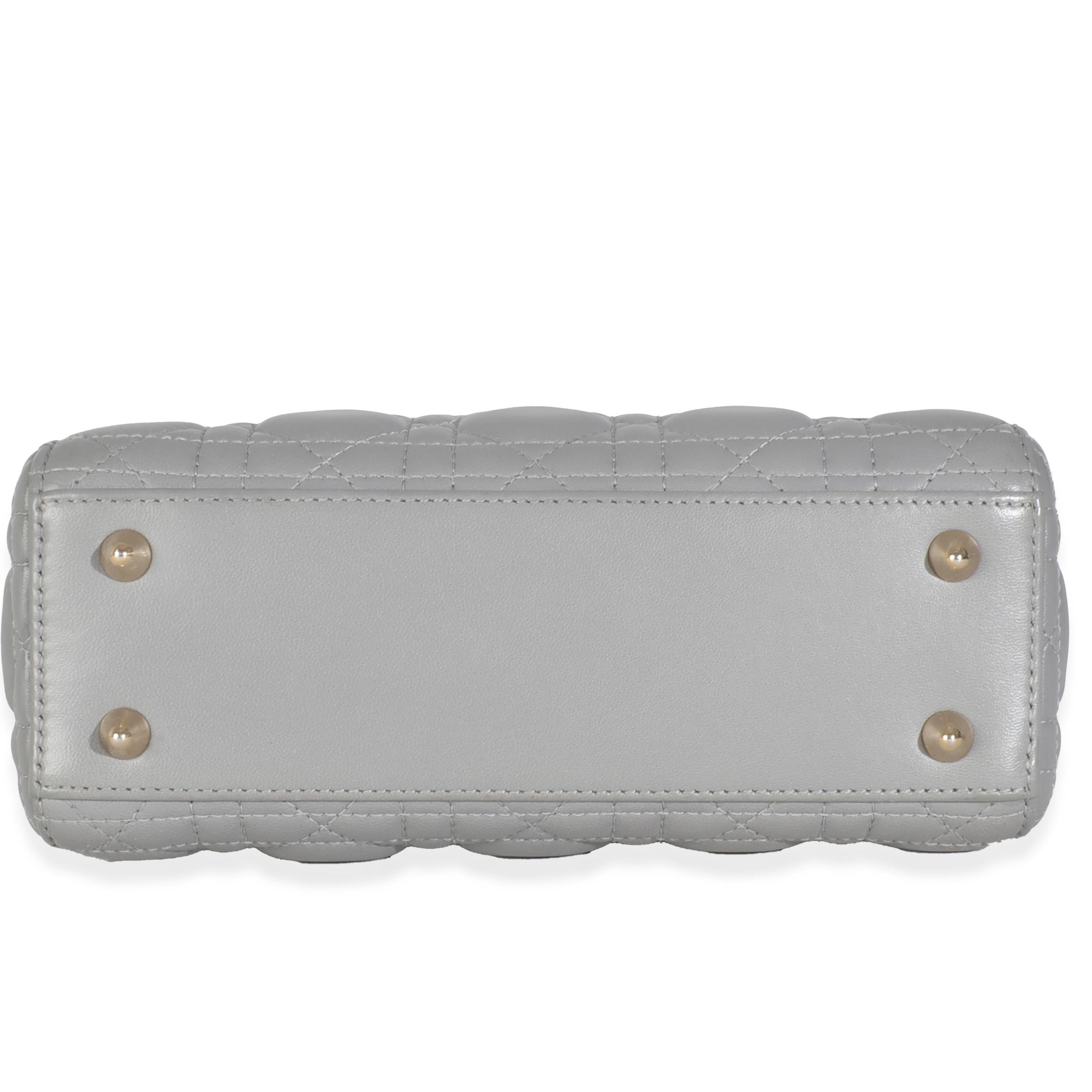 Christian Dior Grau Cannage Gestepptes Lammfell Klein My ABC Lady Dior im Angebot 4