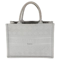 Christian Dior Grey Canvas Cannage Medium Book Tote