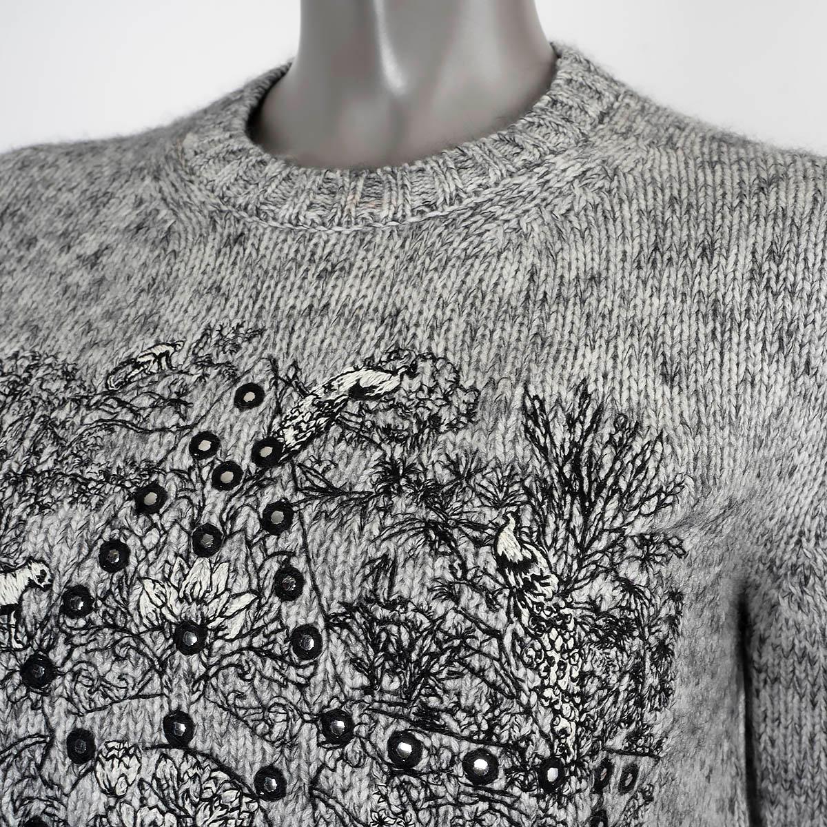 CHRISTIAN DIOR grey cashmere blend 2023 EMBROIDERED Sweater 38 S For Sale 2