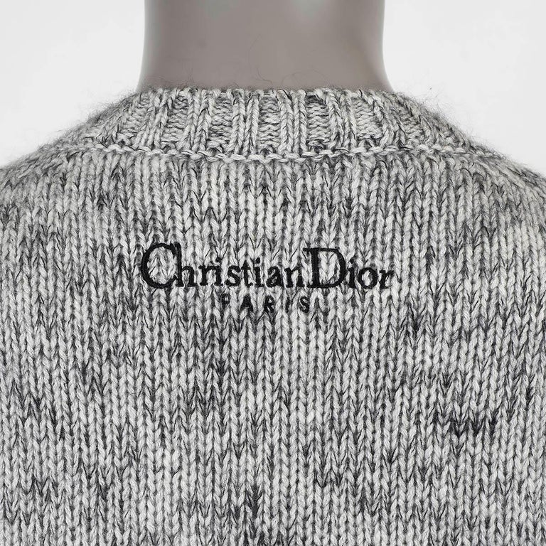 CHRISTIAN DIOR grey cashmere blend 2023 EMBROIDERED Sweater 38 S
