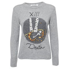 Christian Dior Grey Cashmere Embroidered Pullover M