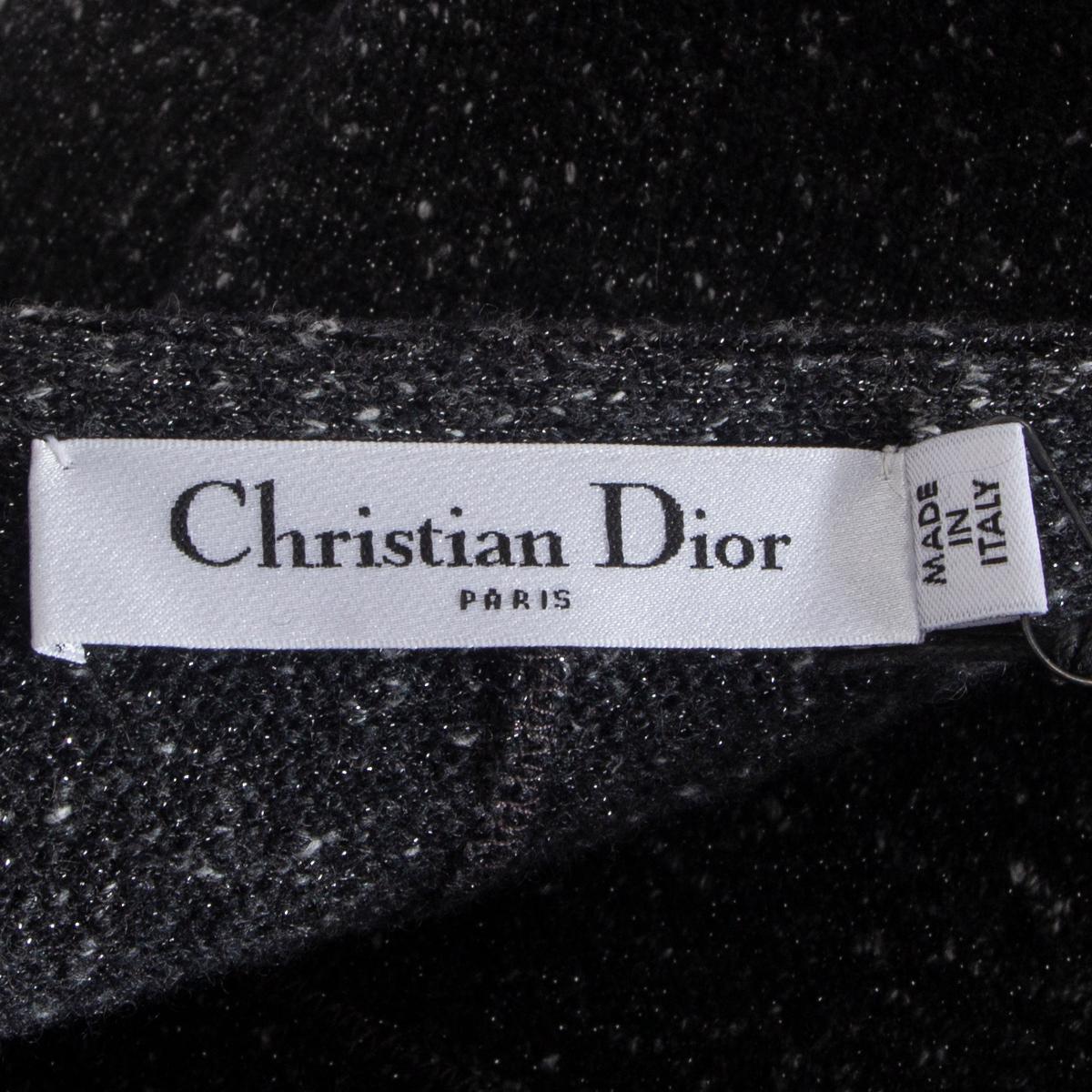 Black CHRISTIAN DIOR grey cashmere METALLIC PEPLUM Jacket 38 S