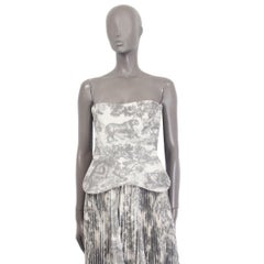 CHRISTIAN DIOR grey cotton 2019 CRUISE TOILE DE JOUY Strapless Dress XS