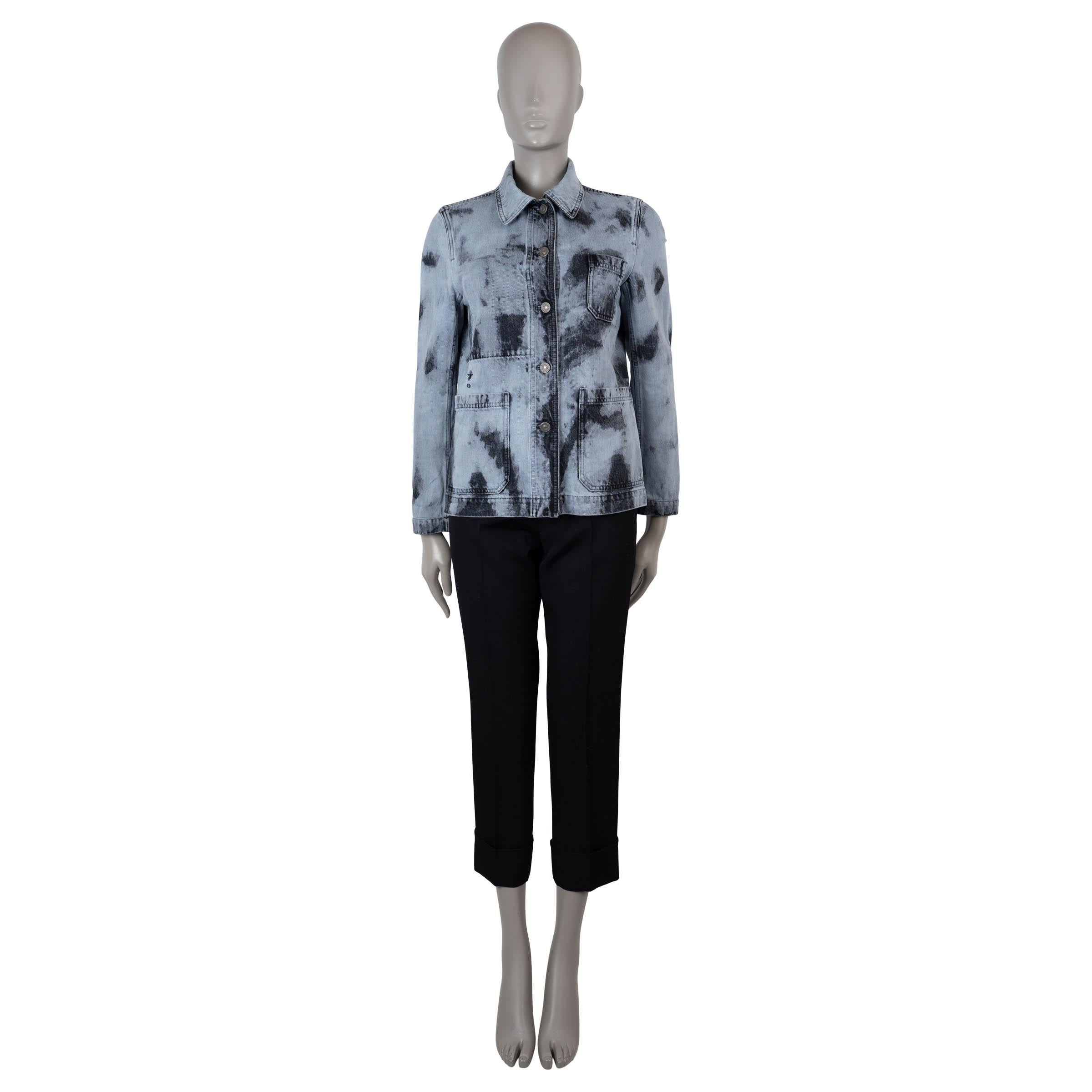 Donna Christian Dior - Giacca in cotone grigio 2020 BLEACHED TIE-DYE DENIM 38 S in vendita