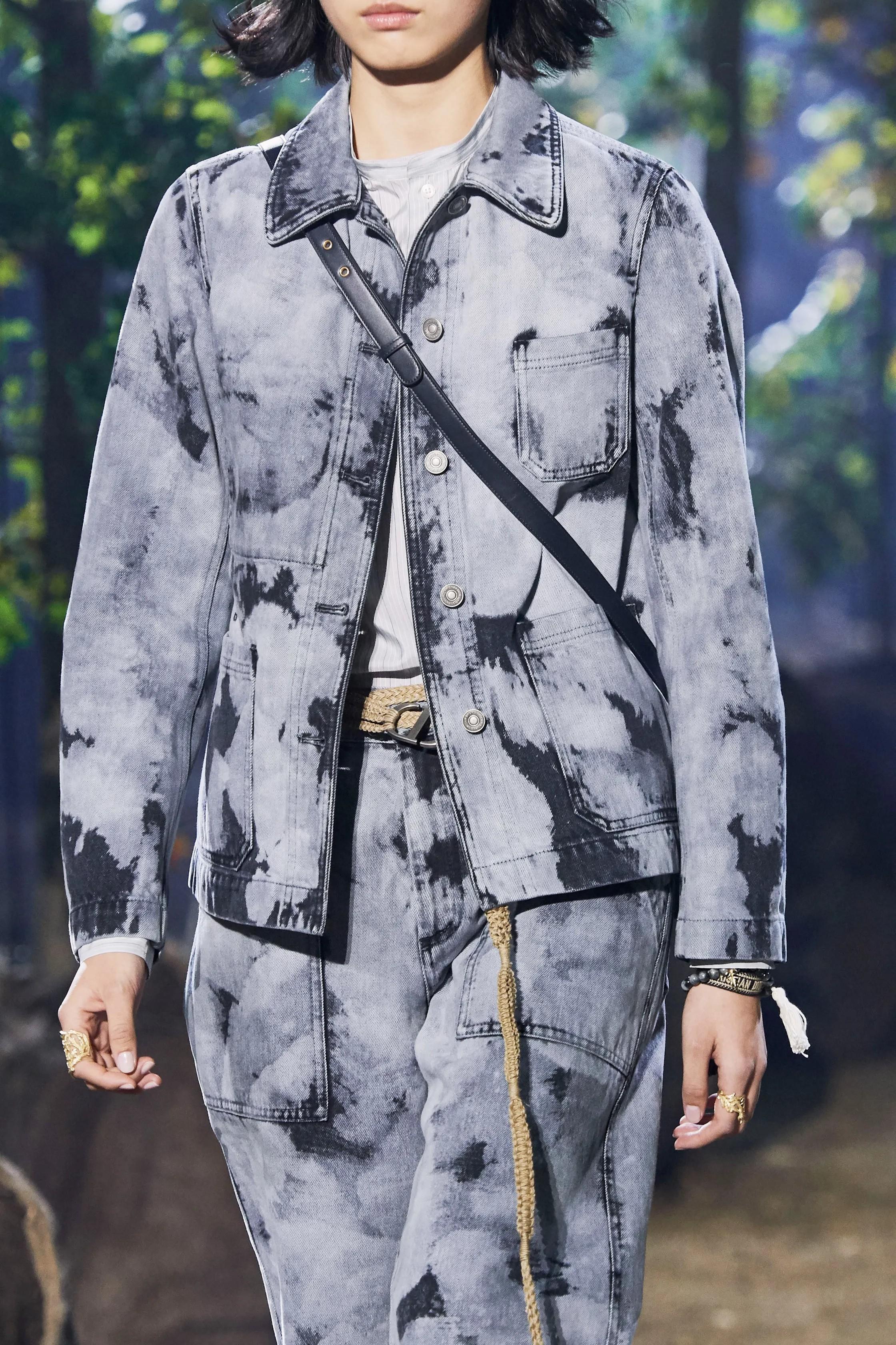 Christian Dior - Giacca in cotone grigio 2020 BLEACHED TIE-DYE DENIM 38 S in vendita 5