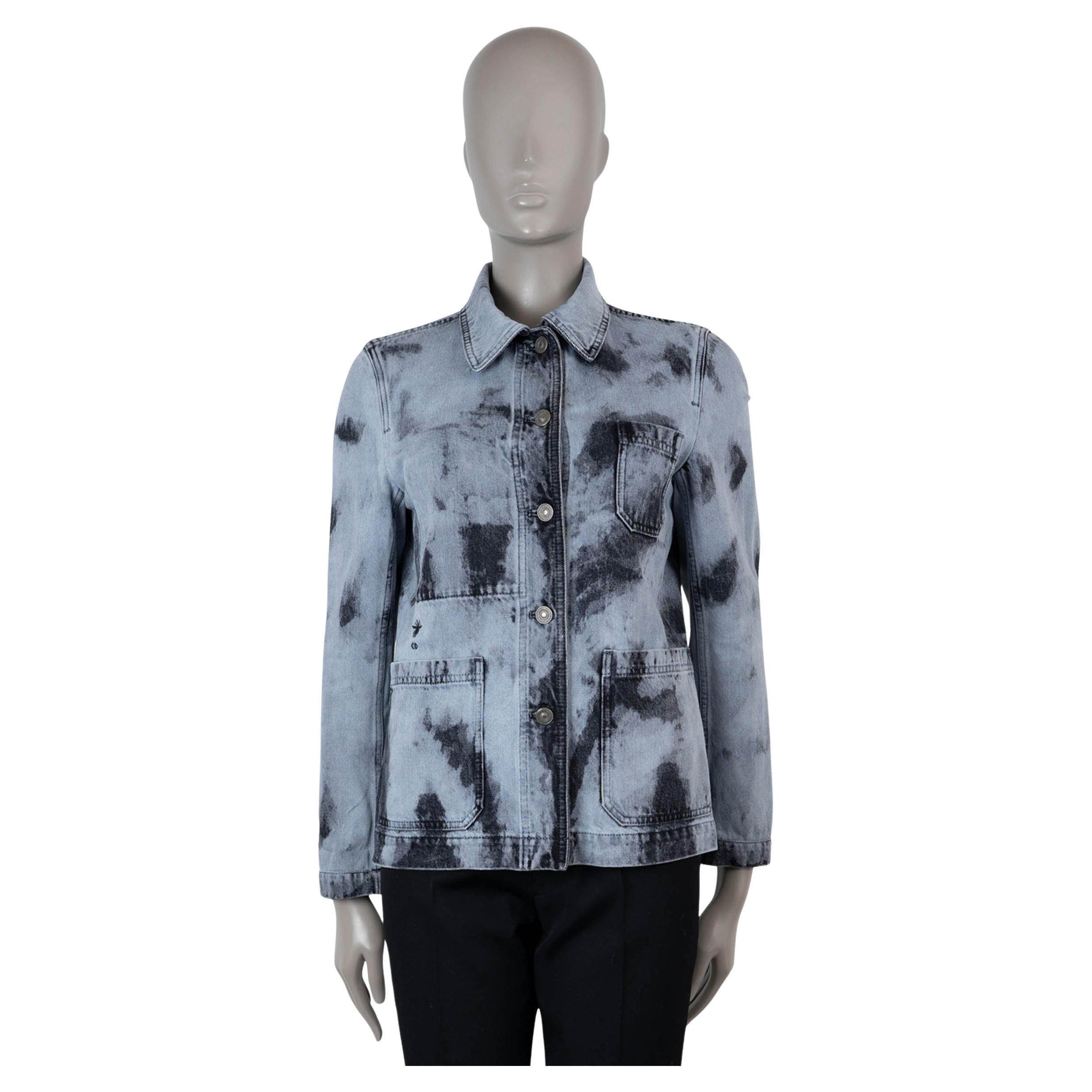 CHRISTIAN DIOR grey cotton 2020 BLEACHED TIE-DYE DENIM Jacket 38 S
