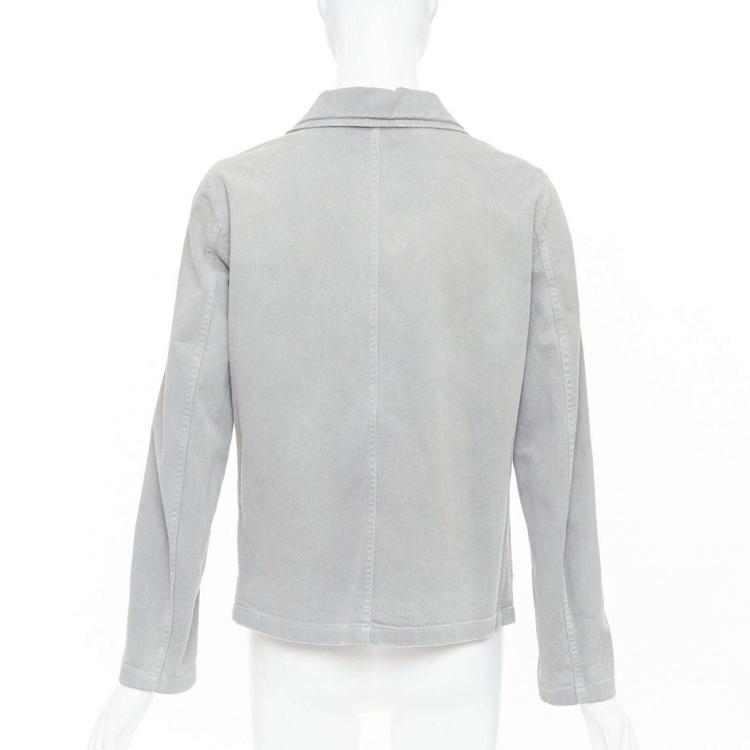 CHRISTIAN DIOR grey cotton denim CD bee logo chore jacket FR36 S For Sale 1