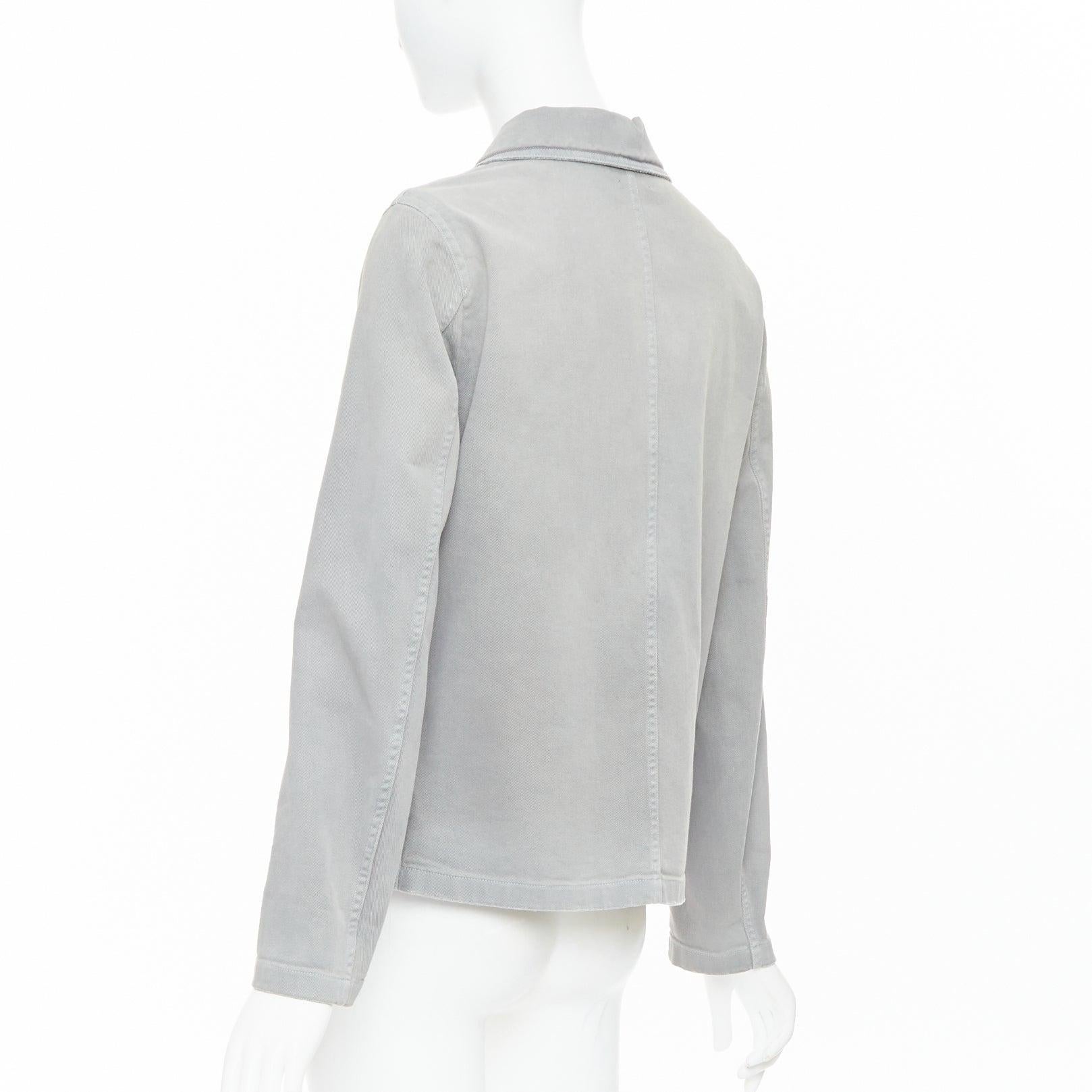 CHRISTIAN DIOR grey cotton denim CD bee logo chore jacket FR36 S For Sale 2