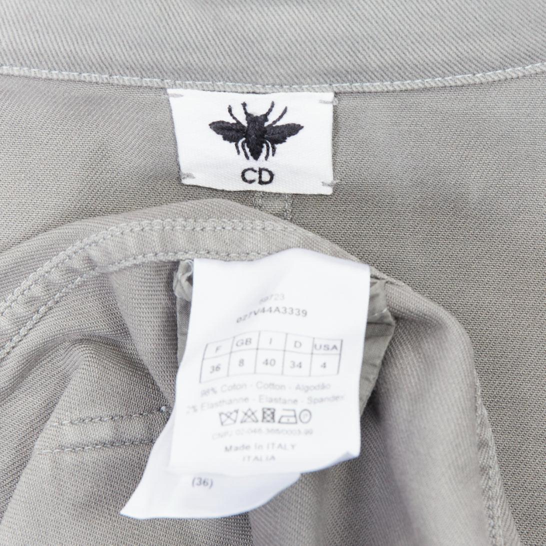 CHRISTIAN DIOR grey cotton denim CD bee logo chore jacket FR36 S For Sale 4