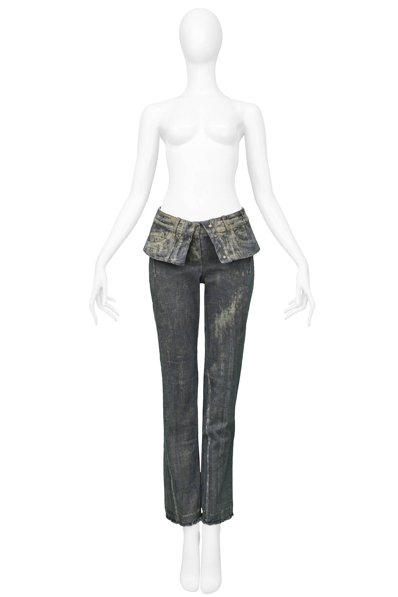 Resurrection Vintage is excited to offer vintage Christian Dior grey jeans featuring a distressed look with gold wax, bac knee darts, and overlapping panels on the waist.

Christian Dior
Size 38
98% Cotton & 2% Lycra 
Excellent Vintage Condition