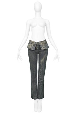 Christian Dior Grey Denim Jeans With Gold Wax 2006