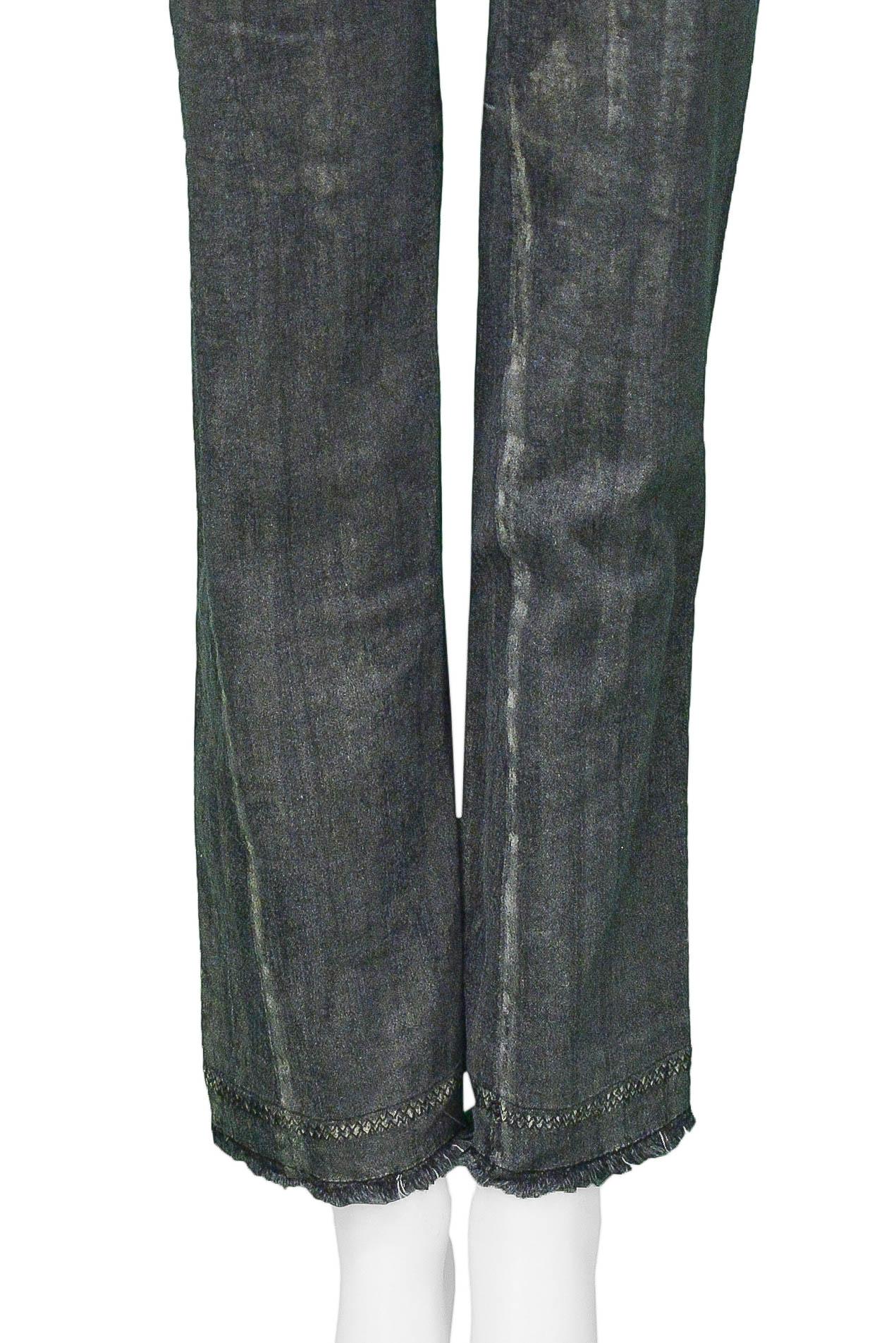 Women's Christian Dior Grey Denim Jeans With Gold Wax 2006 For Sale