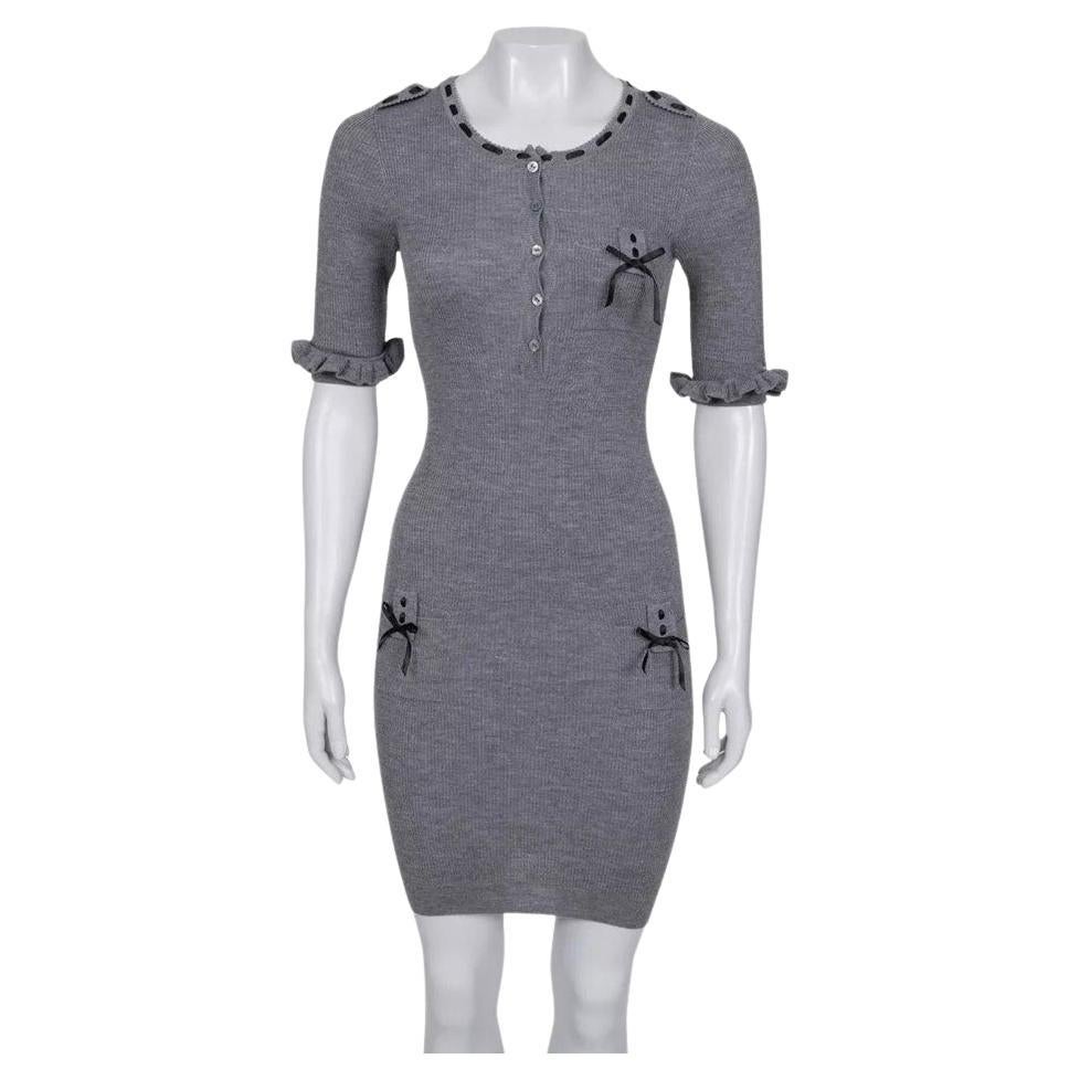 Christian Dior Grey Fitted Cashmere Blend Dress - FR36 S