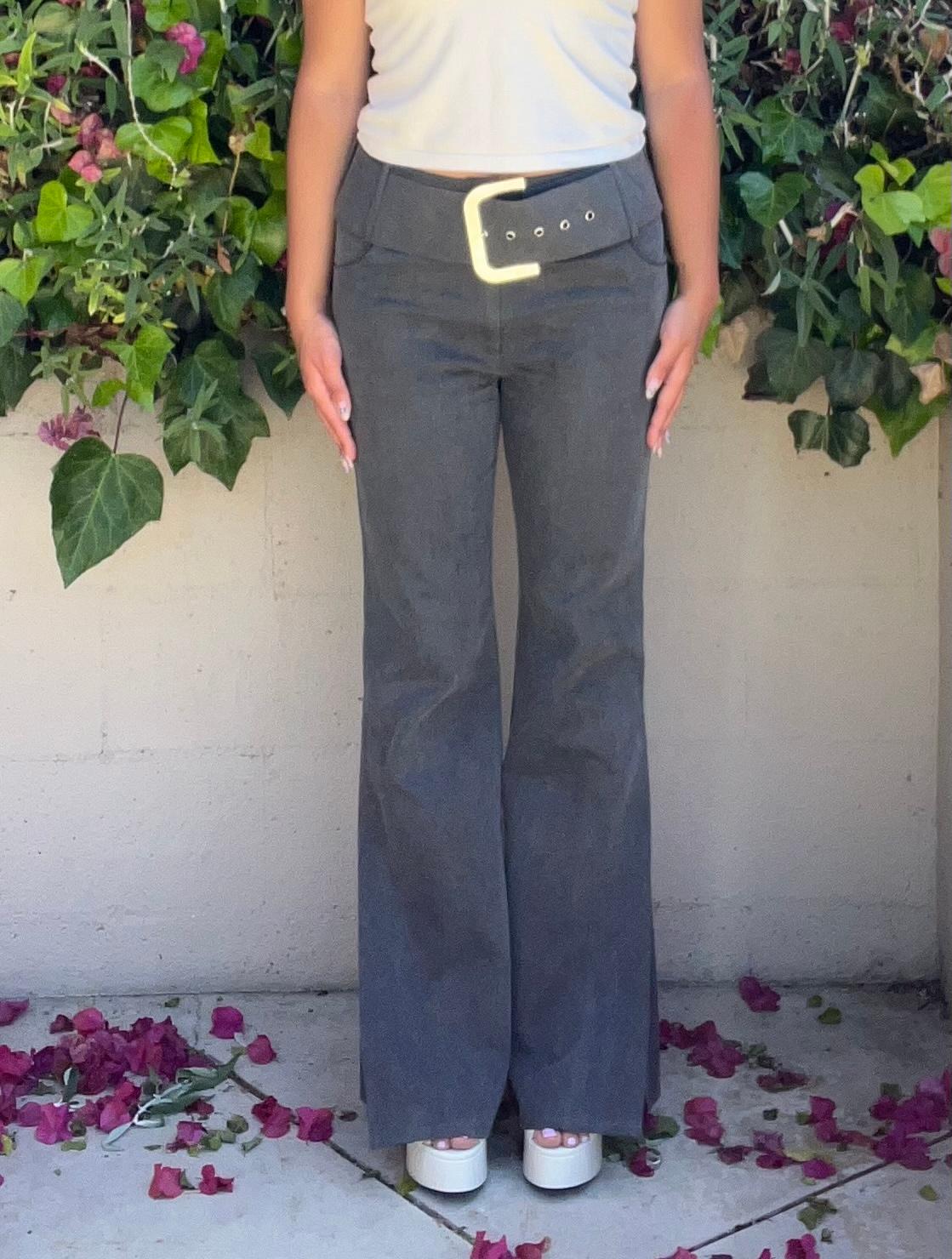 Christian Dior - Pantalon en jean gris, taille 10 en vente 5