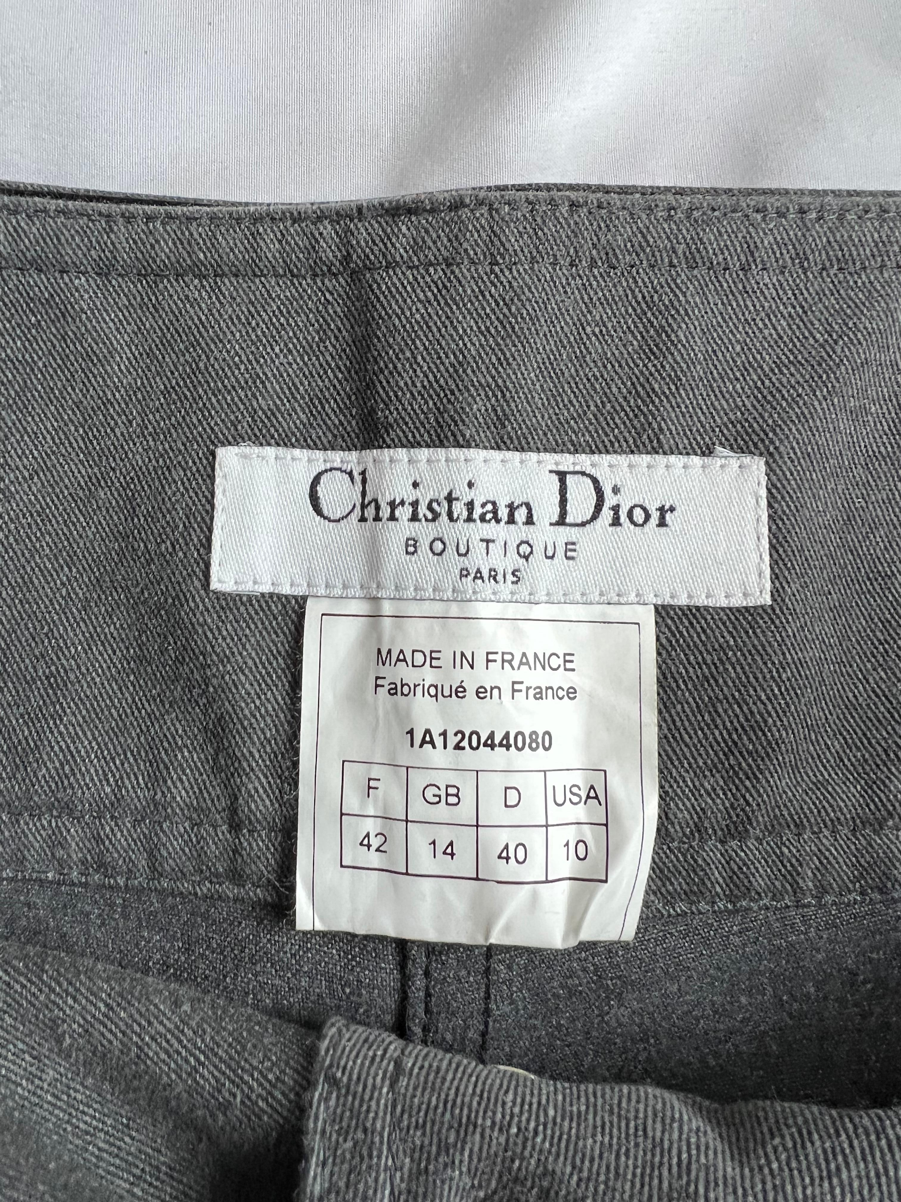 Noir Christian Dior - Pantalon en jean gris, taille 10 en vente