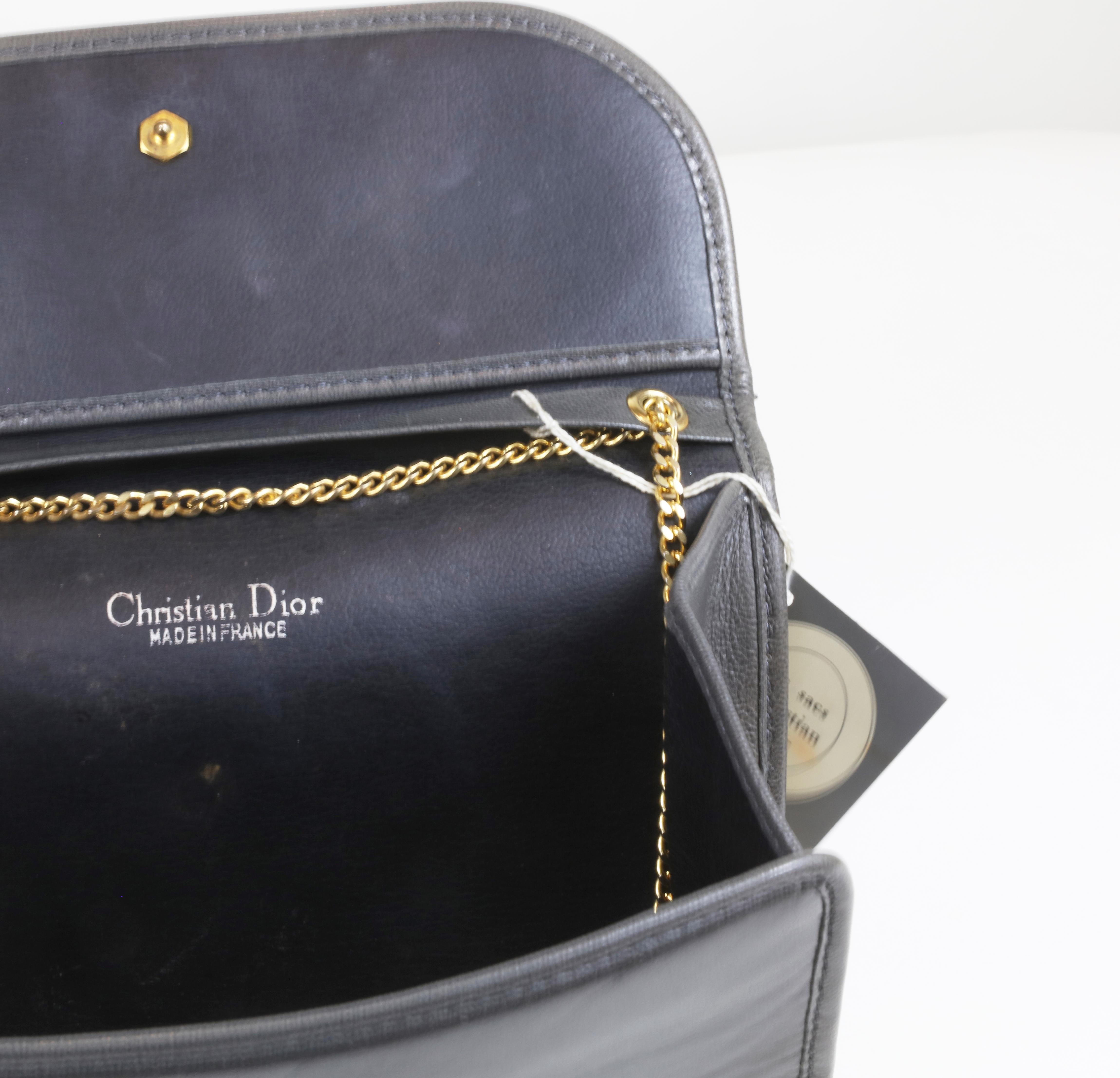 Women's or Men's Christian Dior Grey Leather Clutch with Chain