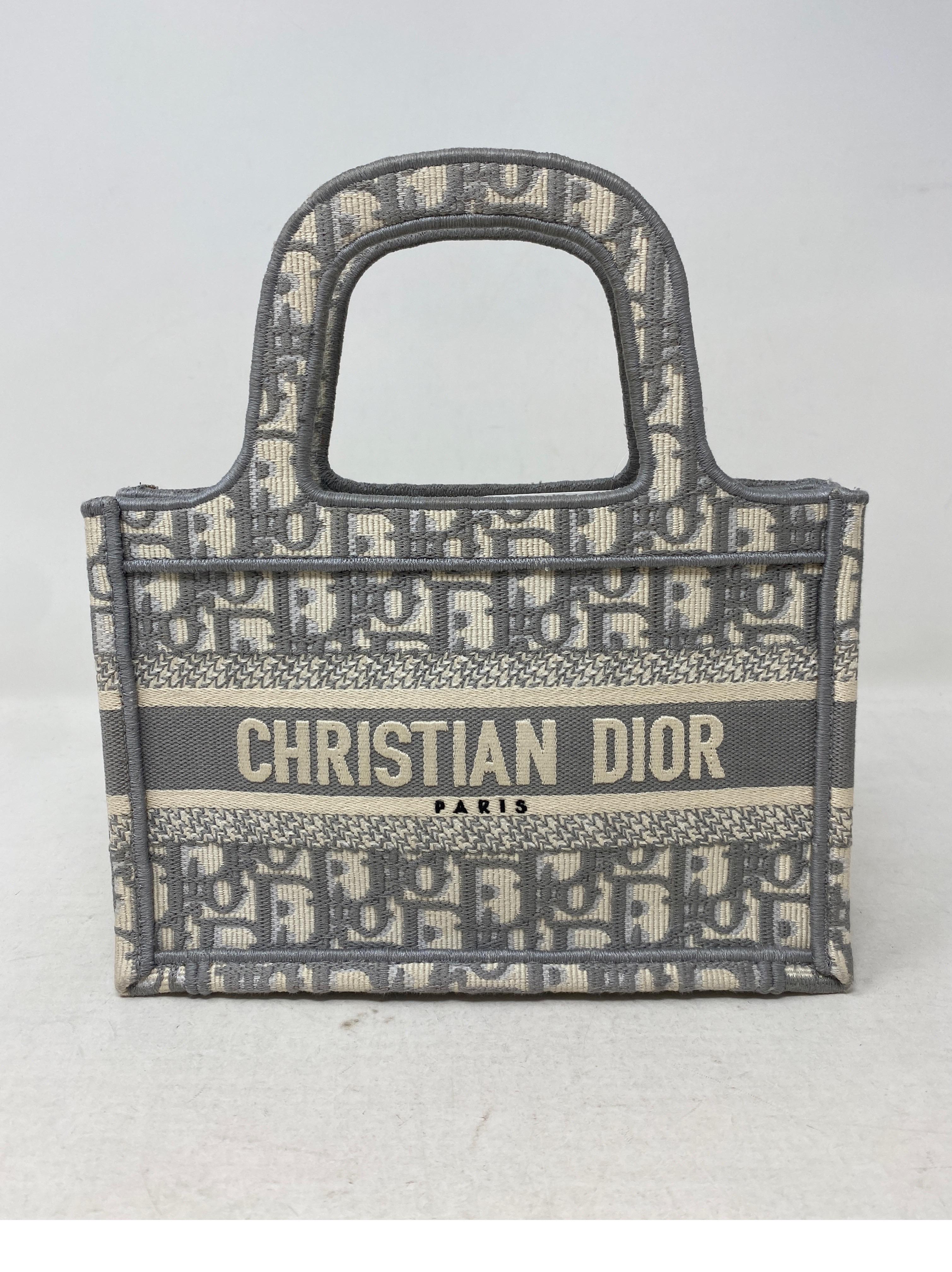 Christian Dior Grey Mini Book Tote  In New Condition In Athens, GA
