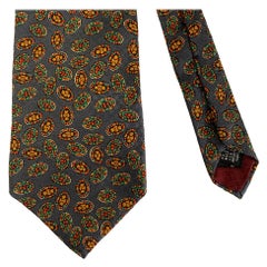 CHRISTIAN DIOR Grey Multi-Color Geometric Silk Tie