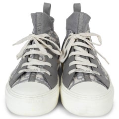CHRISTIAN DIOR grey Oblique canvas WALK'N'DIOR PLATFORM Sneakers Shoes 37.5