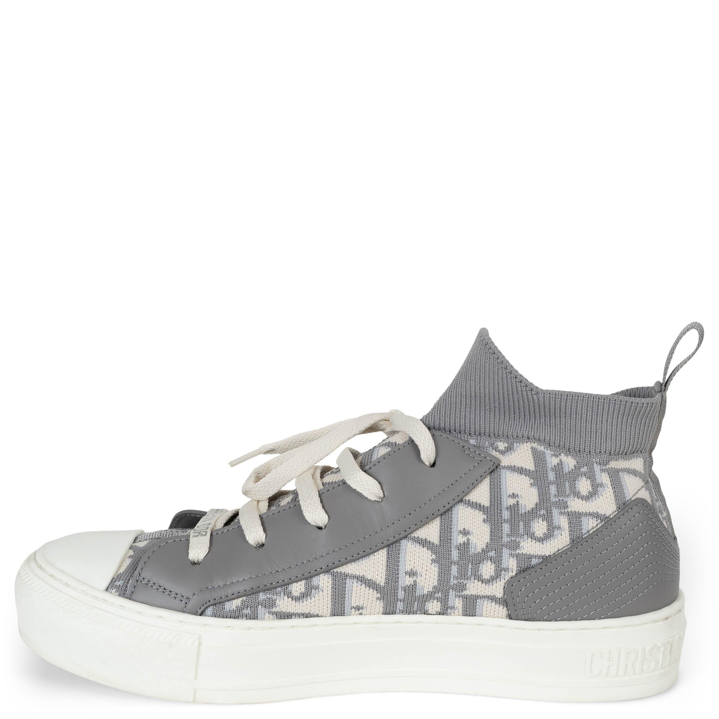 CHRISTIAN DIOR grau Schräge Leinwand WALK'N'DIOR PLATFORM Turnschuhe Schuhe 37.5 (Grau) im Angebot