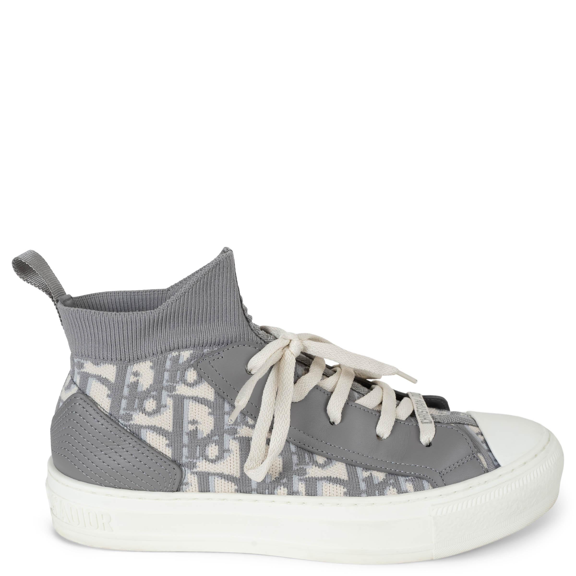 CHRISTIAN DIOR grau Schräge Leinwand WALK'N'DIOR PLATFORM Turnschuhe Schuhe 37.5
