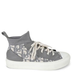 CHRISTIAN DIOR grey Oblique canvas WALK'N'DIOR PLATFORM Sneakers Shoes 37.5