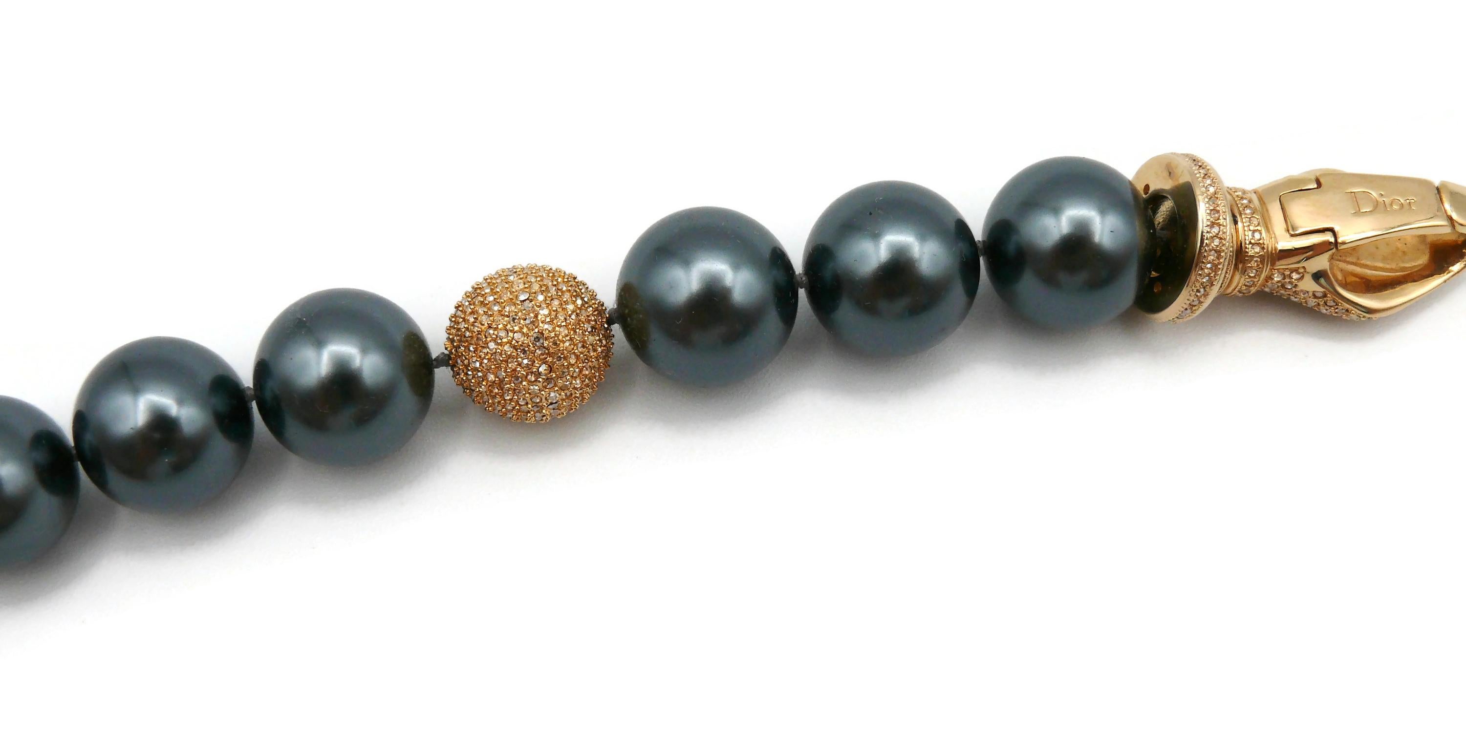 Christian Dior Grey Pearls Snake Jewelled Bracelet For Sale 3