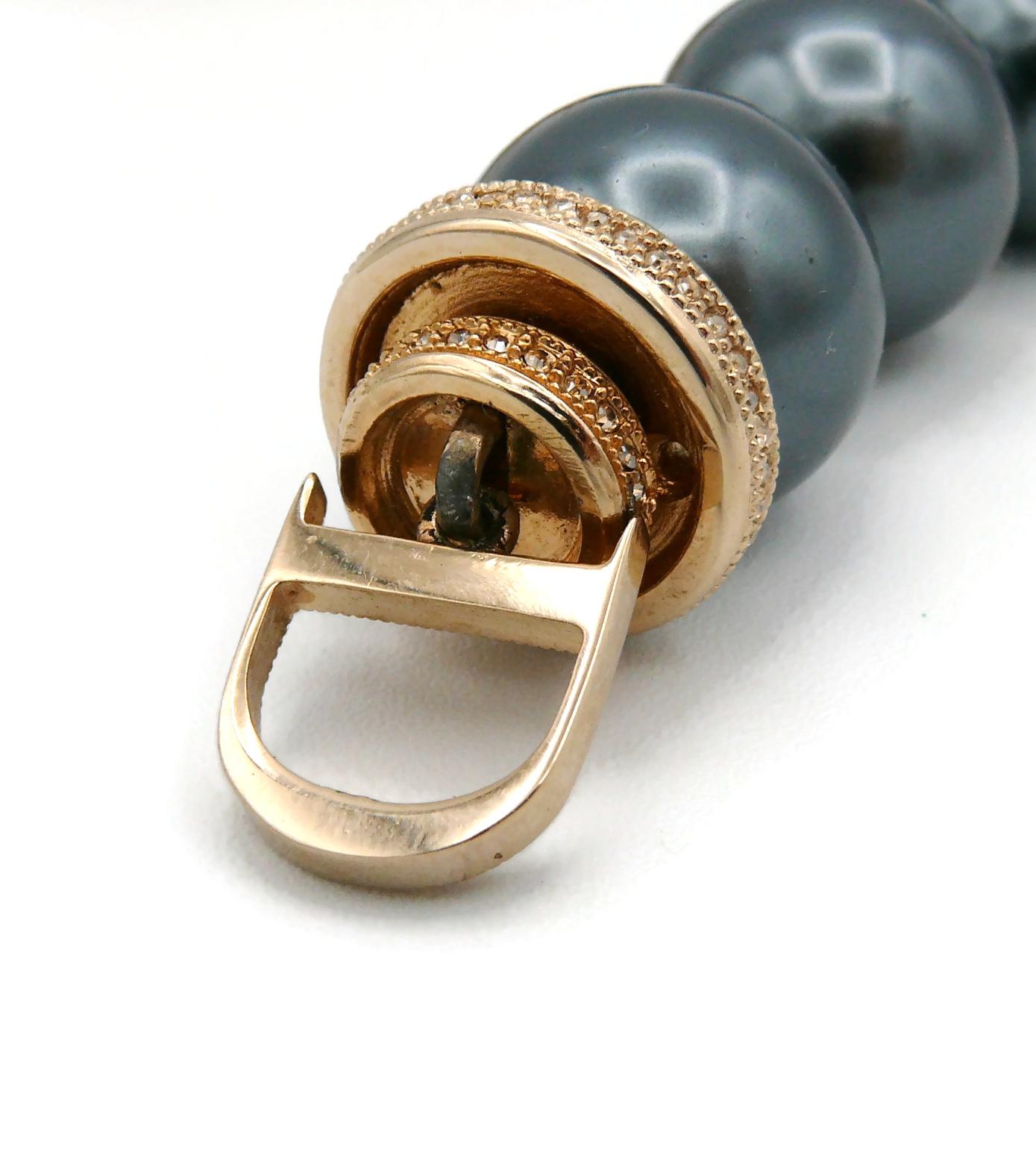 Christian Dior Grey Pearls Snake Jewelled Bracelet For Sale 8