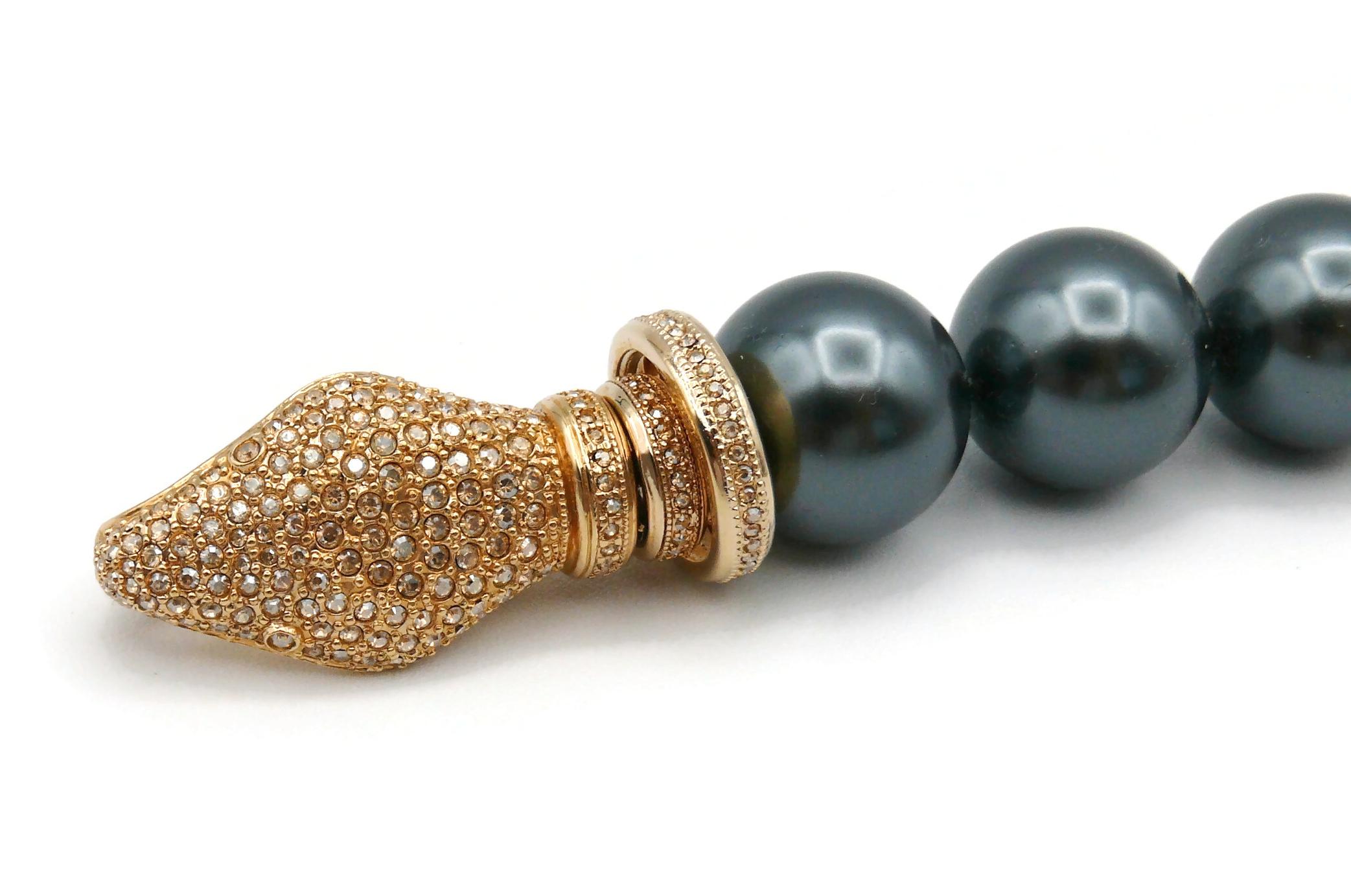 Christian Dior Graues Perlen-Schlangen-Juwelen-Armband Damen im Angebot