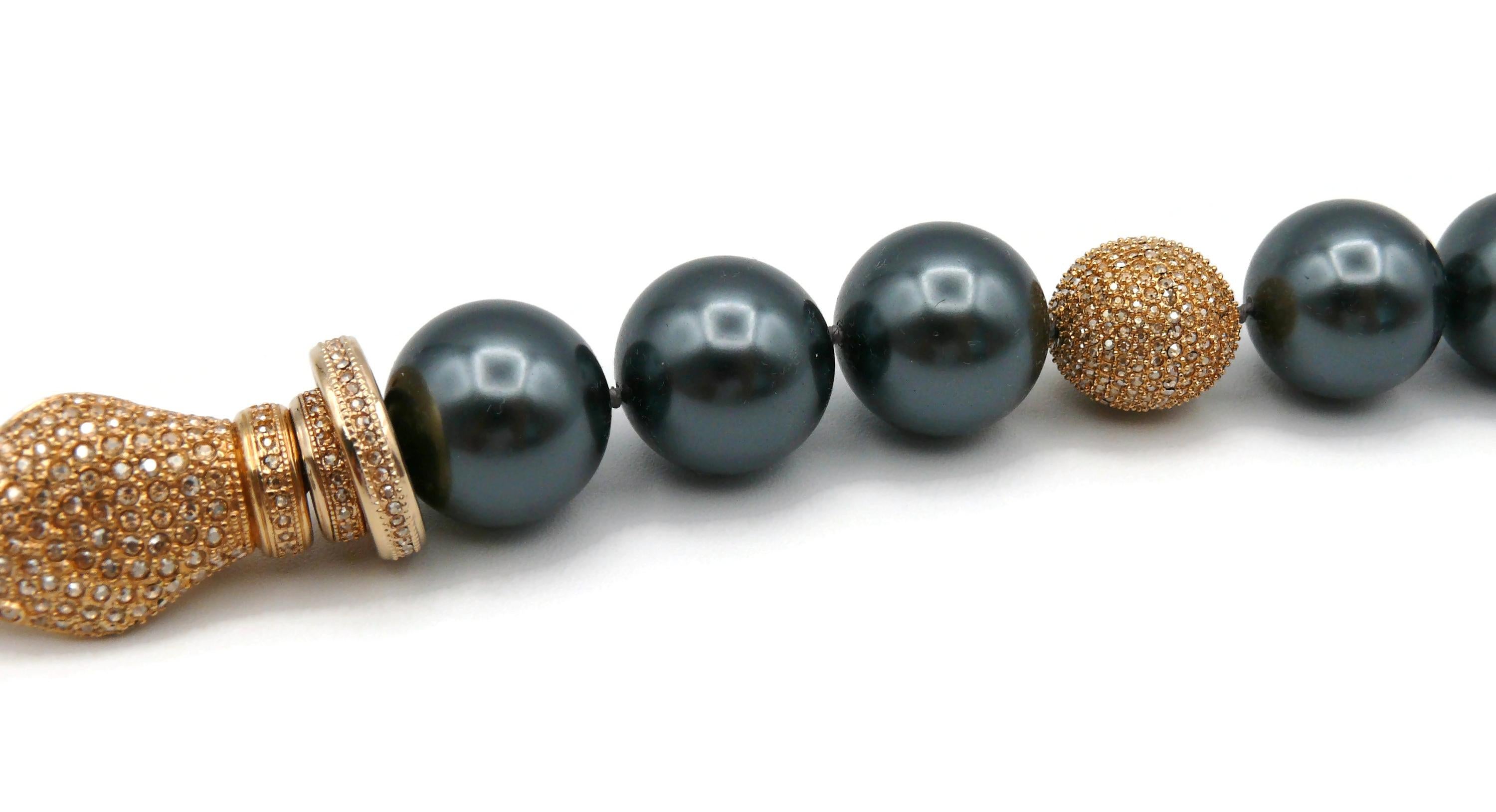 Christian Dior Graues Perlen-Schlangen-Juwelen-Armband im Angebot 1