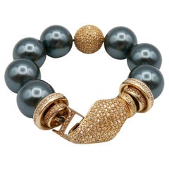 Christian Dior Grey Pearls Snake Jewelled Bracelet