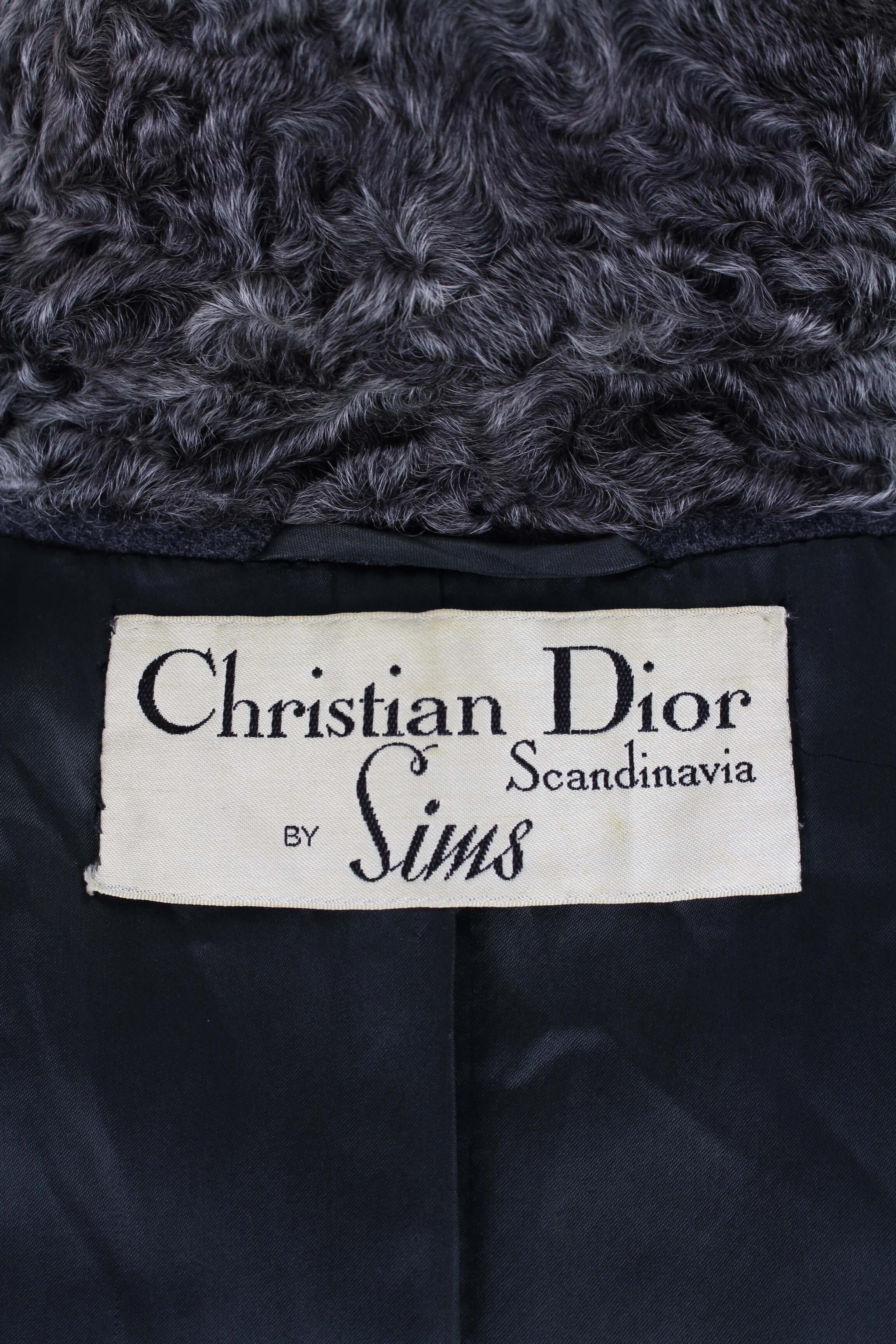 Christian Dior Grey Persian Lamb Fur Collar Wool Box Jacket, circa 1960s 4