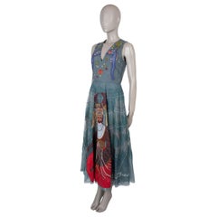 CHRISTIAN DIOR grey polyamide 2018 EMBROIDERED TULLE Dress 38 S