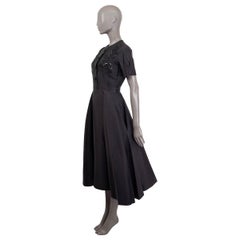 CHRISTIAN DIOR grey silk BEADED MIDI EVENING GOWN Dress 36 XS