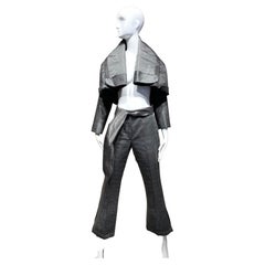 Christian Dior Grey Silk Pant and Crop Silk Jacket