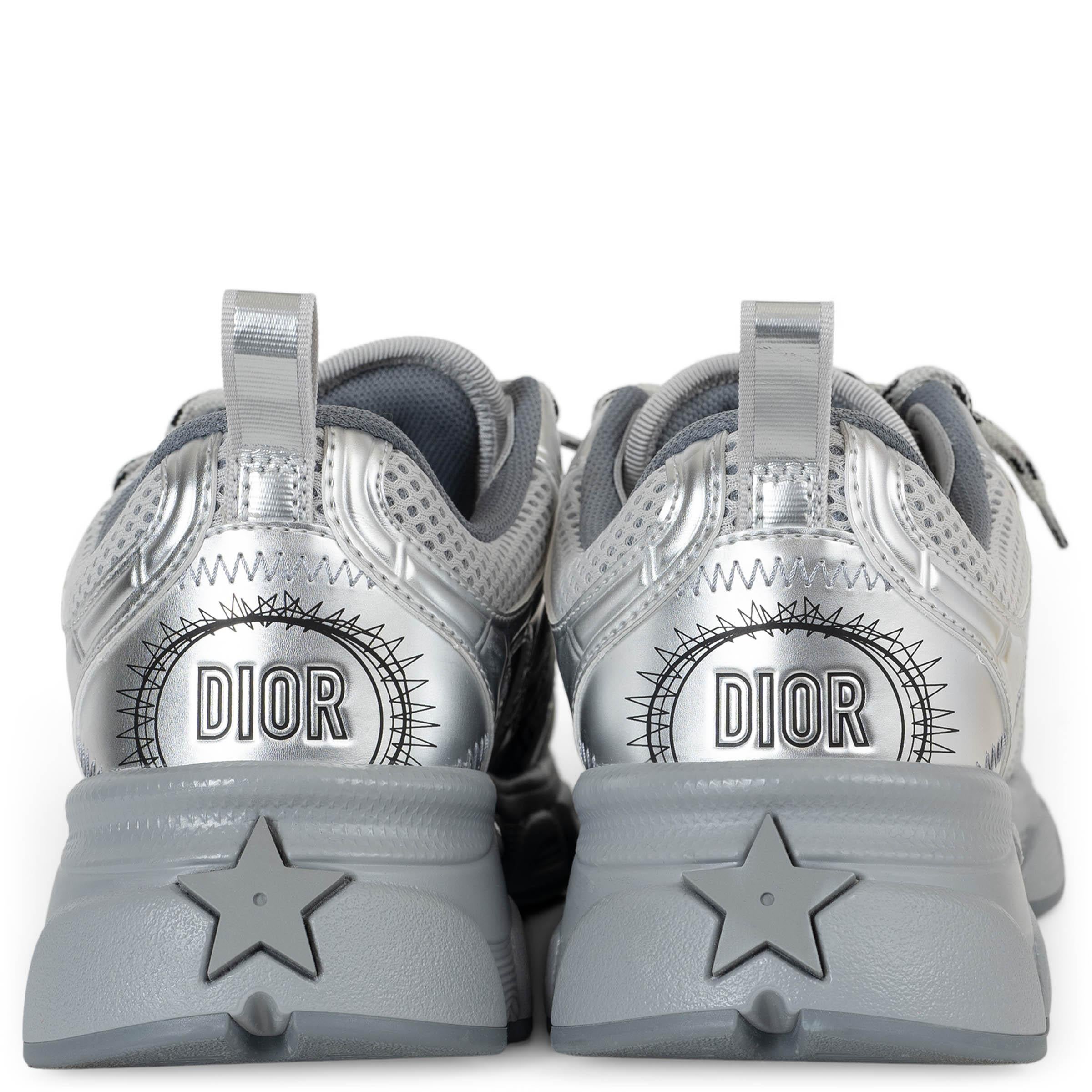 Women's CHRISTIAN DIOR grey & silver mesh CHRONO Sneakers Shoes 37.5