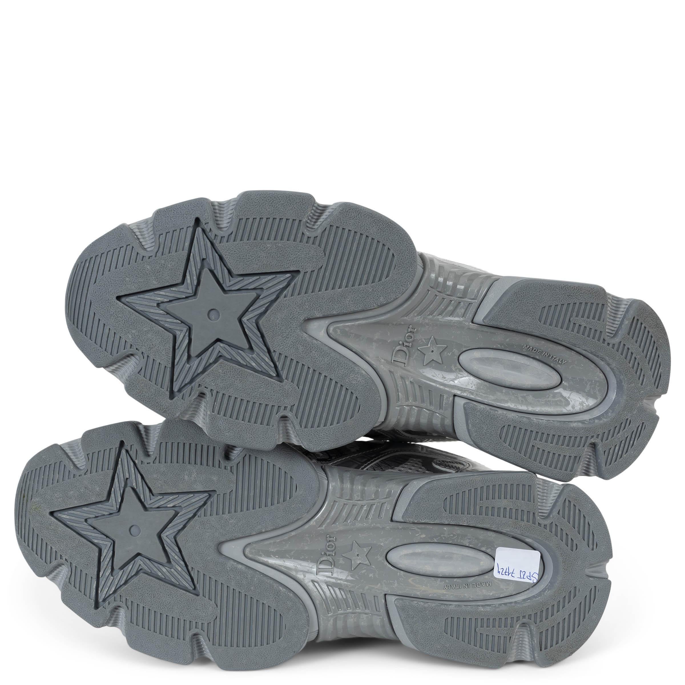 CHRISTIAN DIOR grey & silver mesh CHRONO Sneakers Shoes 37.5 4