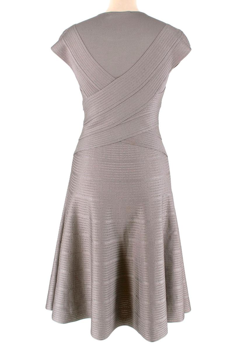 Women's Christian Dior Grey Textured Knit Flared Dress - Size US 6 For Sale