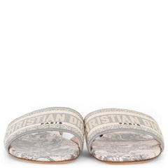 CHRISTIAN DIOR grey Toile de Jouy 2024 DWAY Slide Sandals Shoes 38