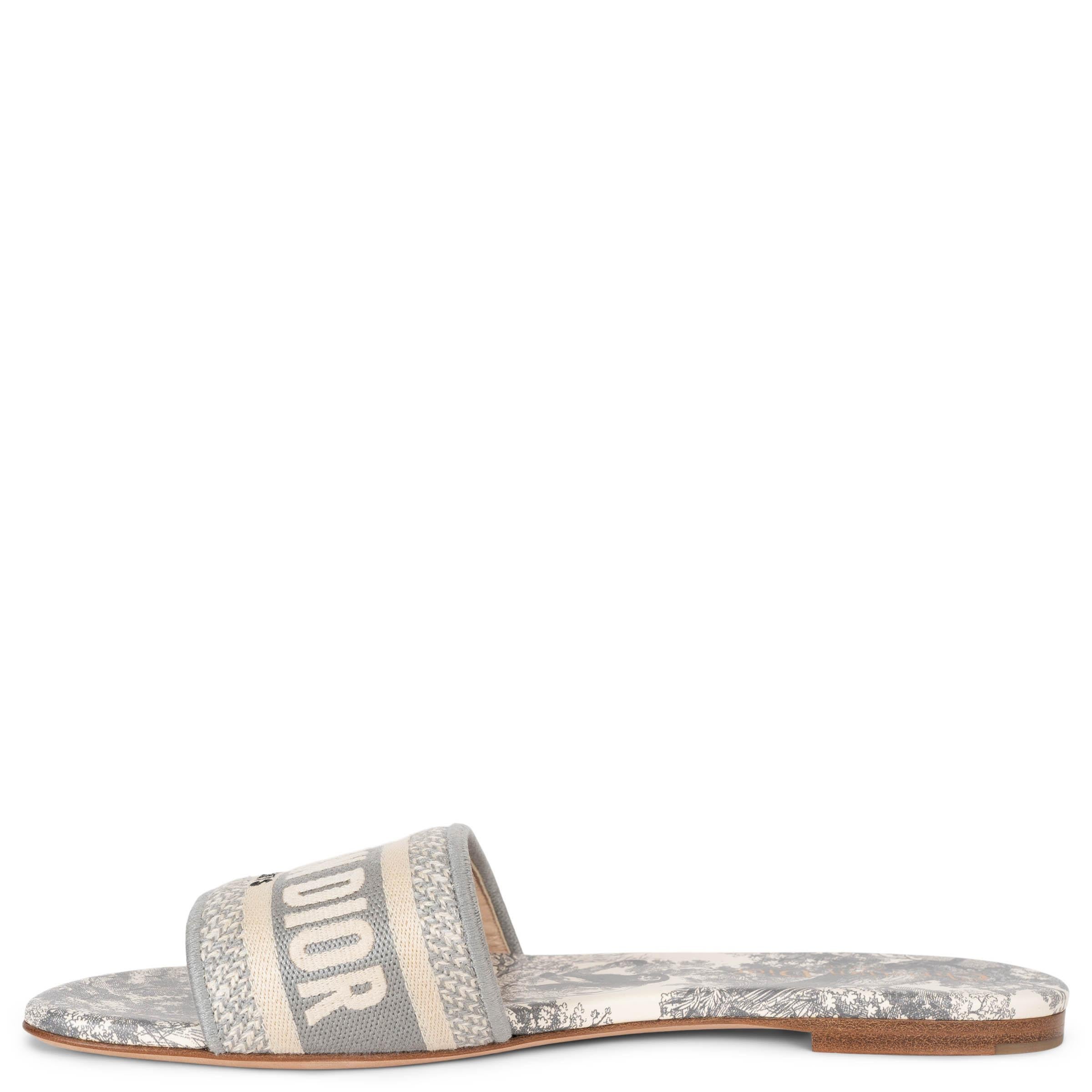 Gray CHRISTIAN DIOR grey Toile de Jouy 2024 DWAY Slide Sandals Shoes 38